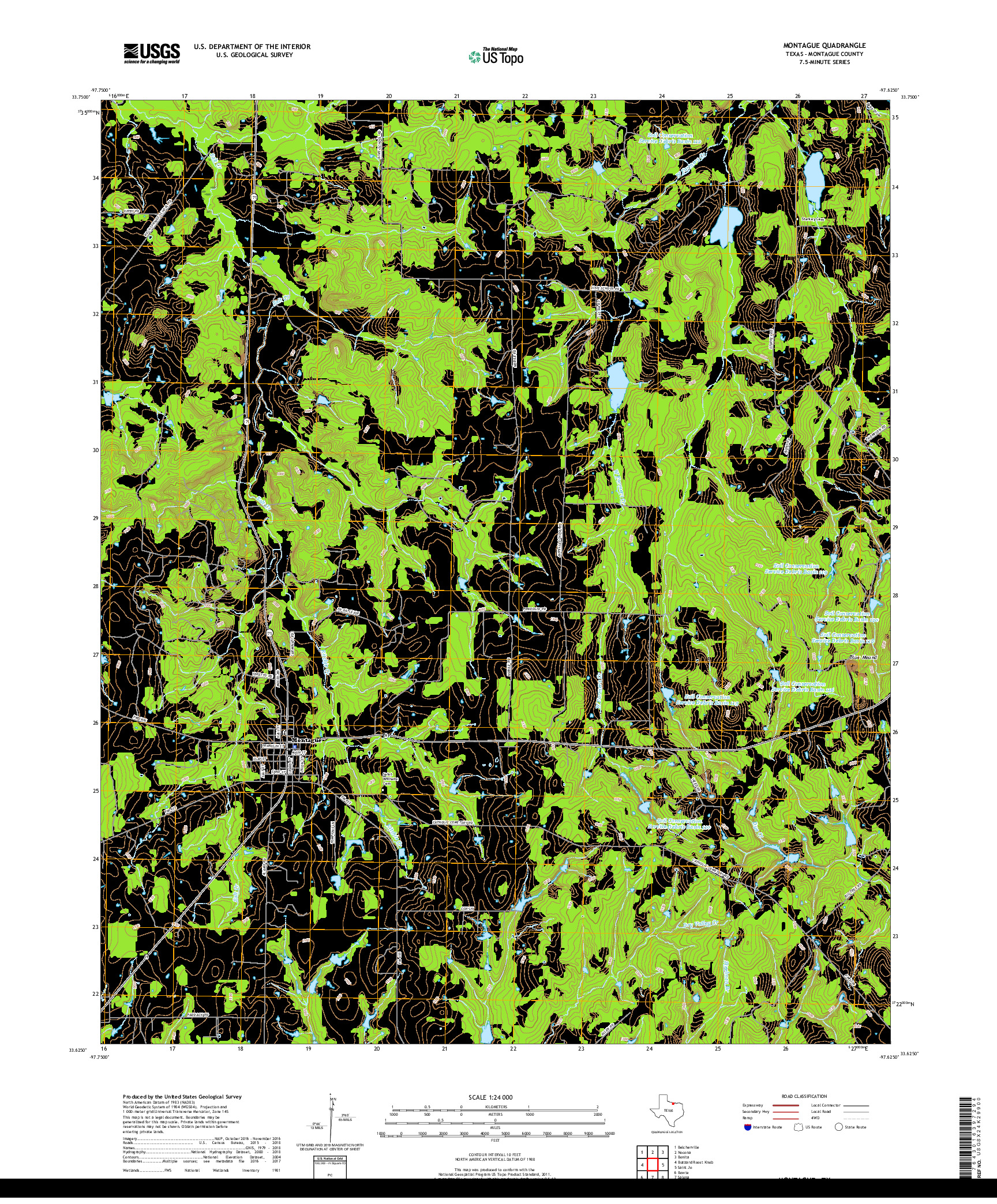 USGS US TOPO 7.5-MINUTE MAP FOR MONTAGUE, TX 2019