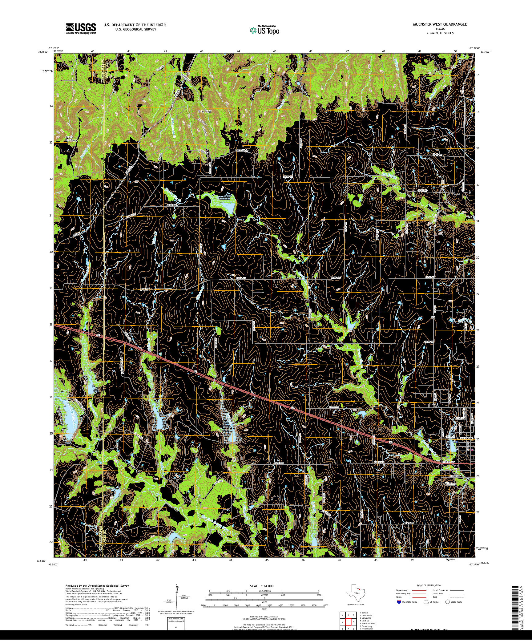 USGS US TOPO 7.5-MINUTE MAP FOR MUENSTER WEST, TX 2019