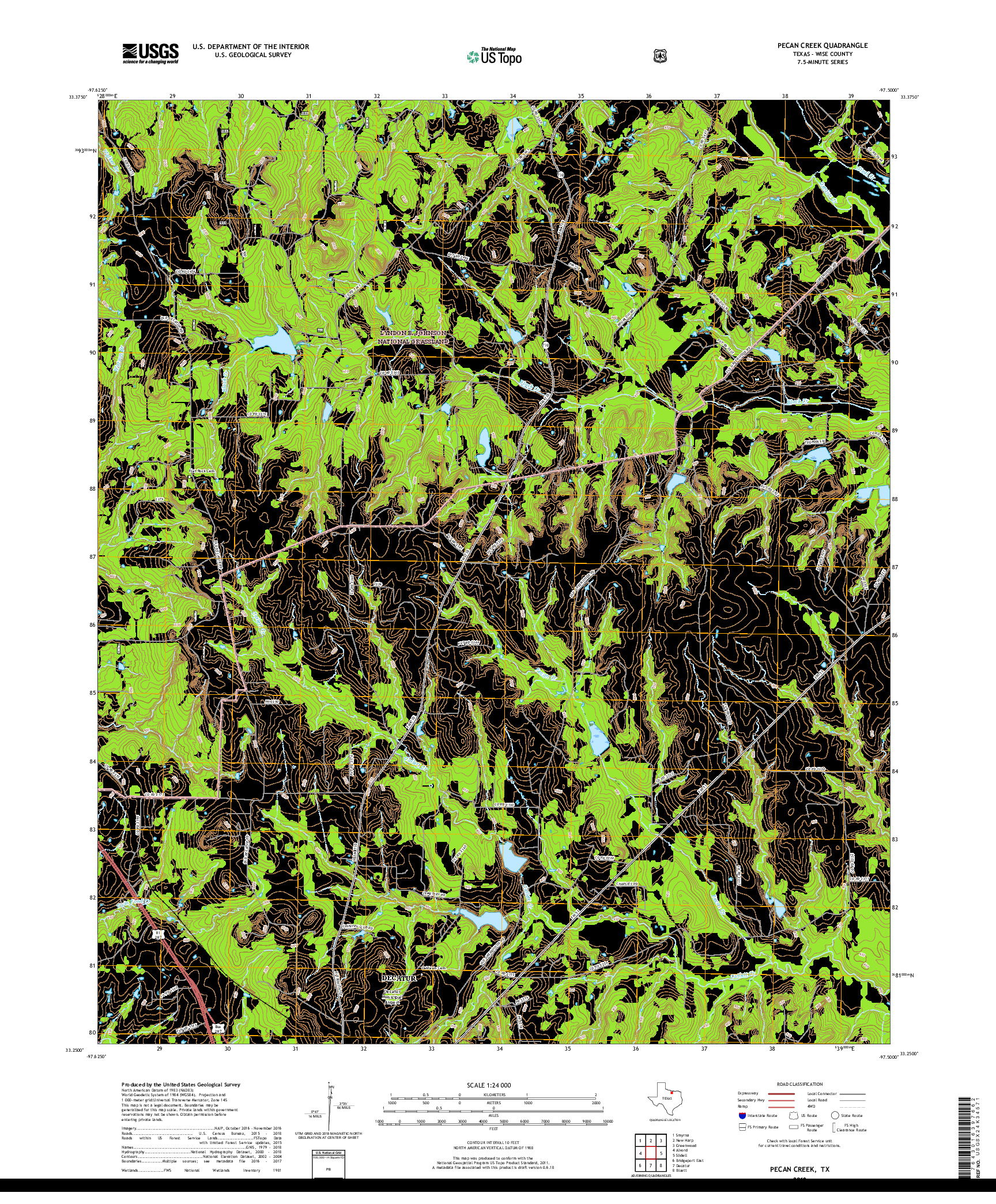 USGS US TOPO 7.5-MINUTE MAP FOR PECAN CREEK, TX 2019