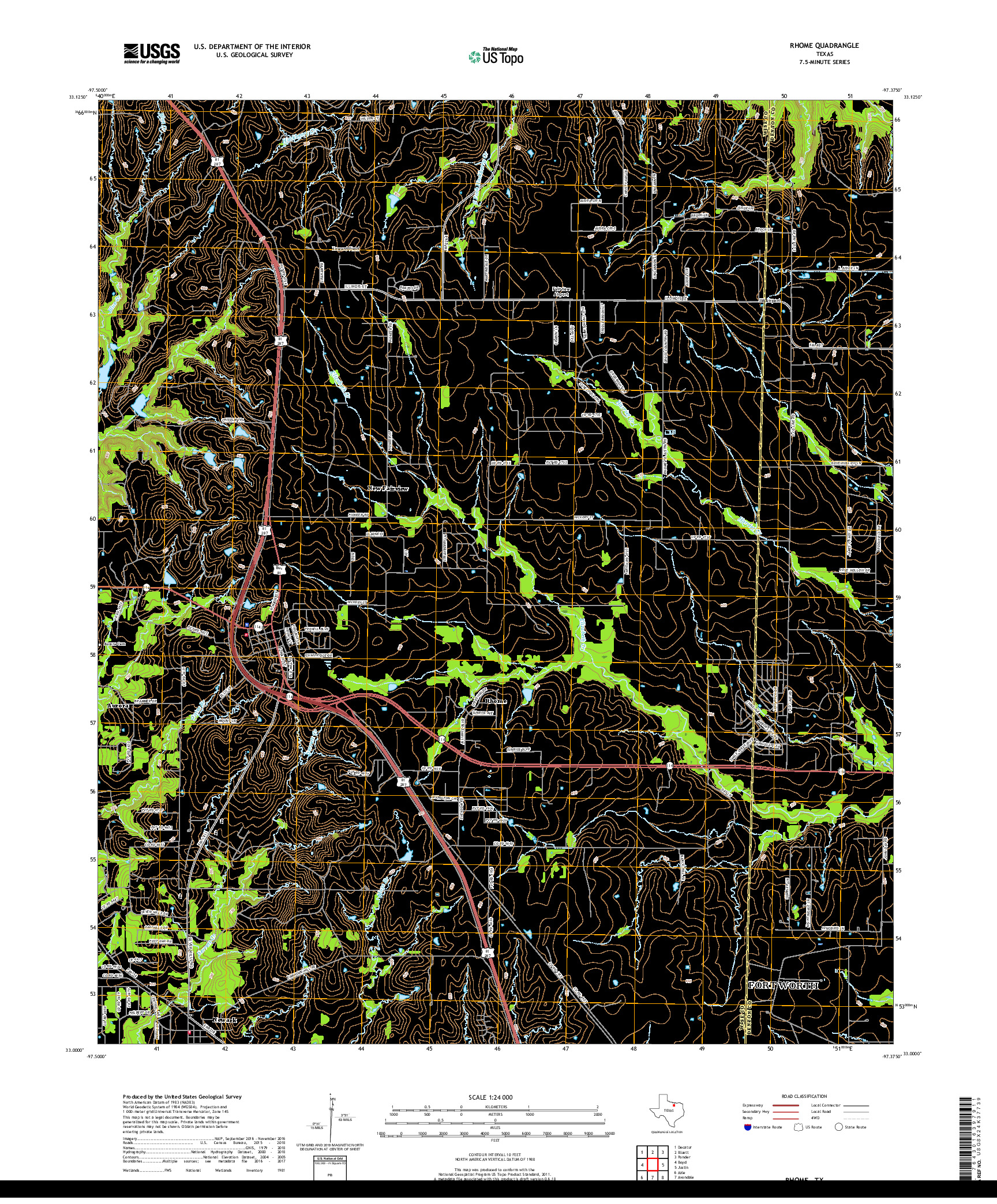 USGS US TOPO 7.5-MINUTE MAP FOR RHOME, TX 2019