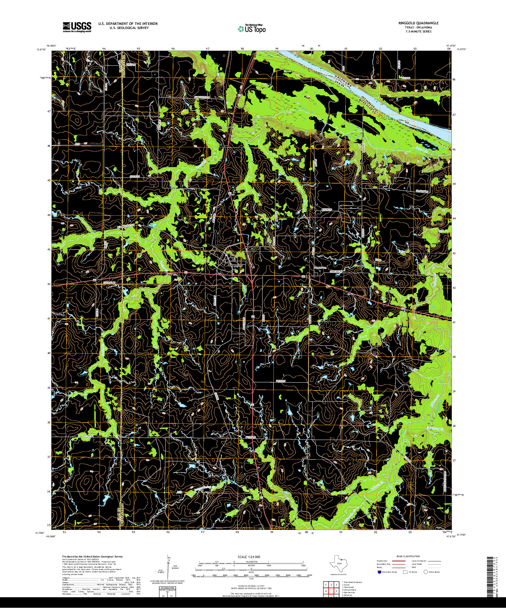 USGS US TOPO 7.5-MINUTE MAP FOR RINGGOLD, TX,OK 2019