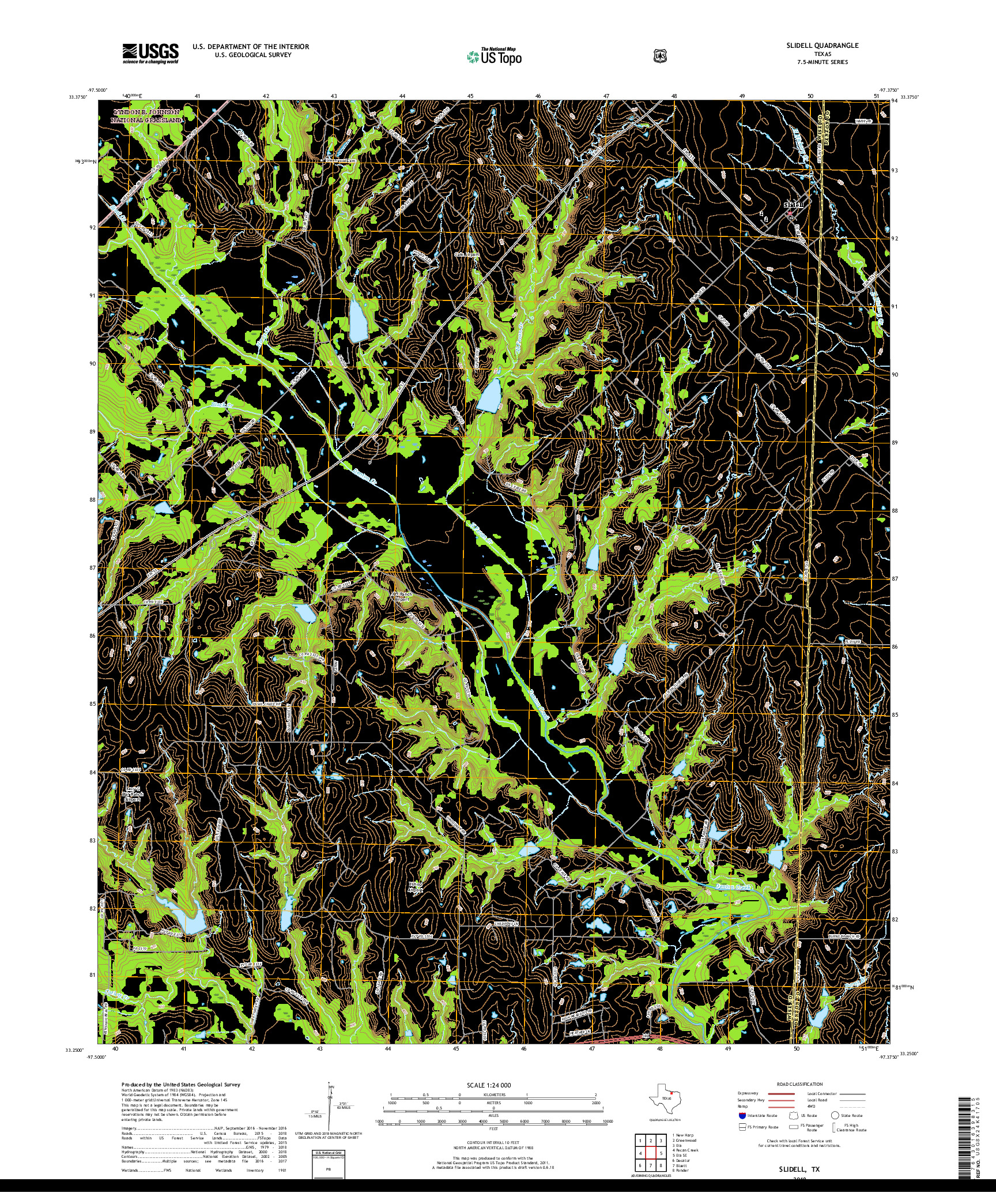 USGS US TOPO 7.5-MINUTE MAP FOR SLIDELL, TX 2019