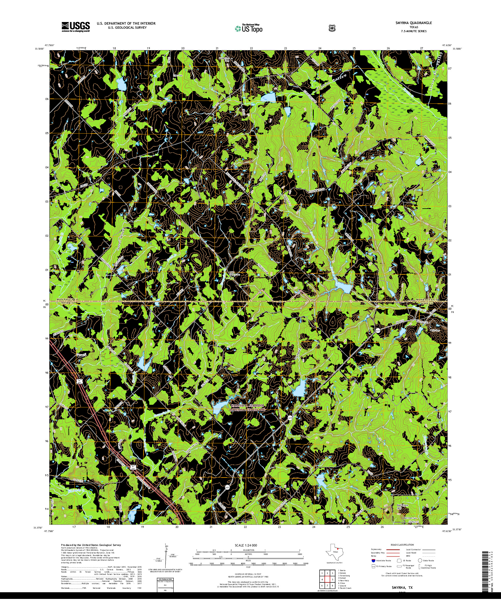 USGS US TOPO 7.5-MINUTE MAP FOR SMYRNA, TX 2019