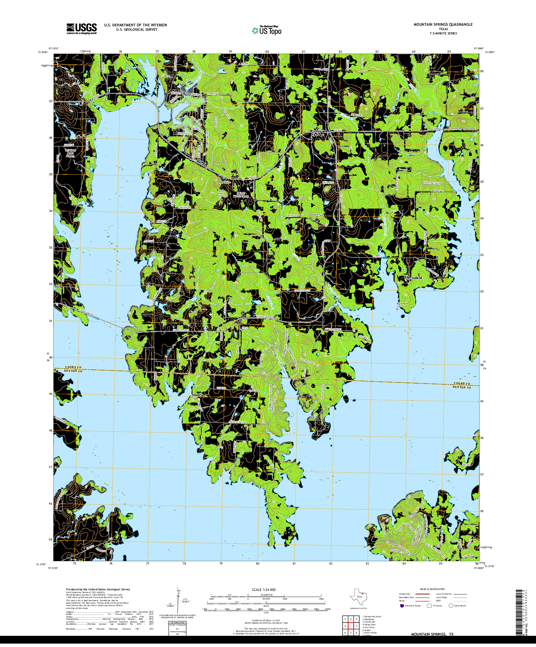 USGS US TOPO 7.5-MINUTE MAP FOR MOUNTAIN SPRINGS, TX 2019