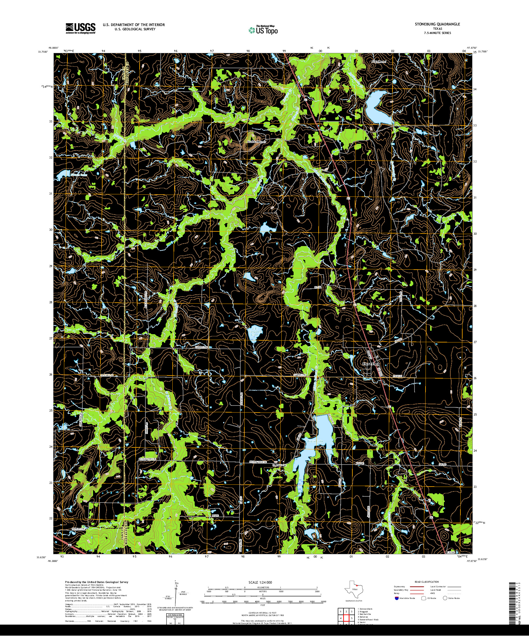 USGS US TOPO 7.5-MINUTE MAP FOR STONEBURG, TX 2019