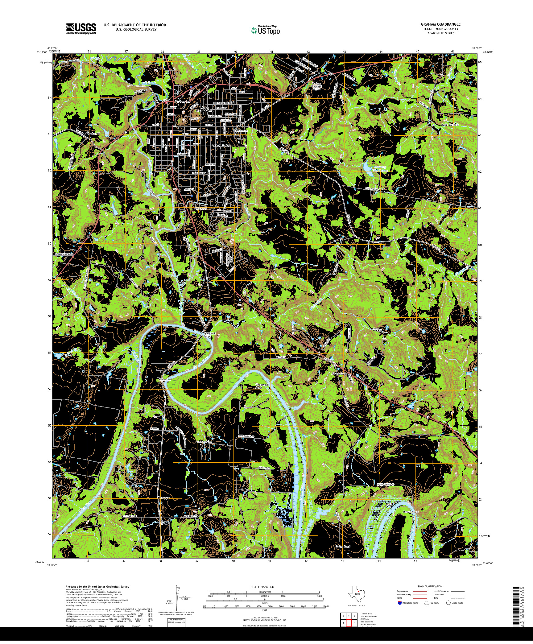 USGS US TOPO 7.5-MINUTE MAP FOR GRAHAM, TX 2019