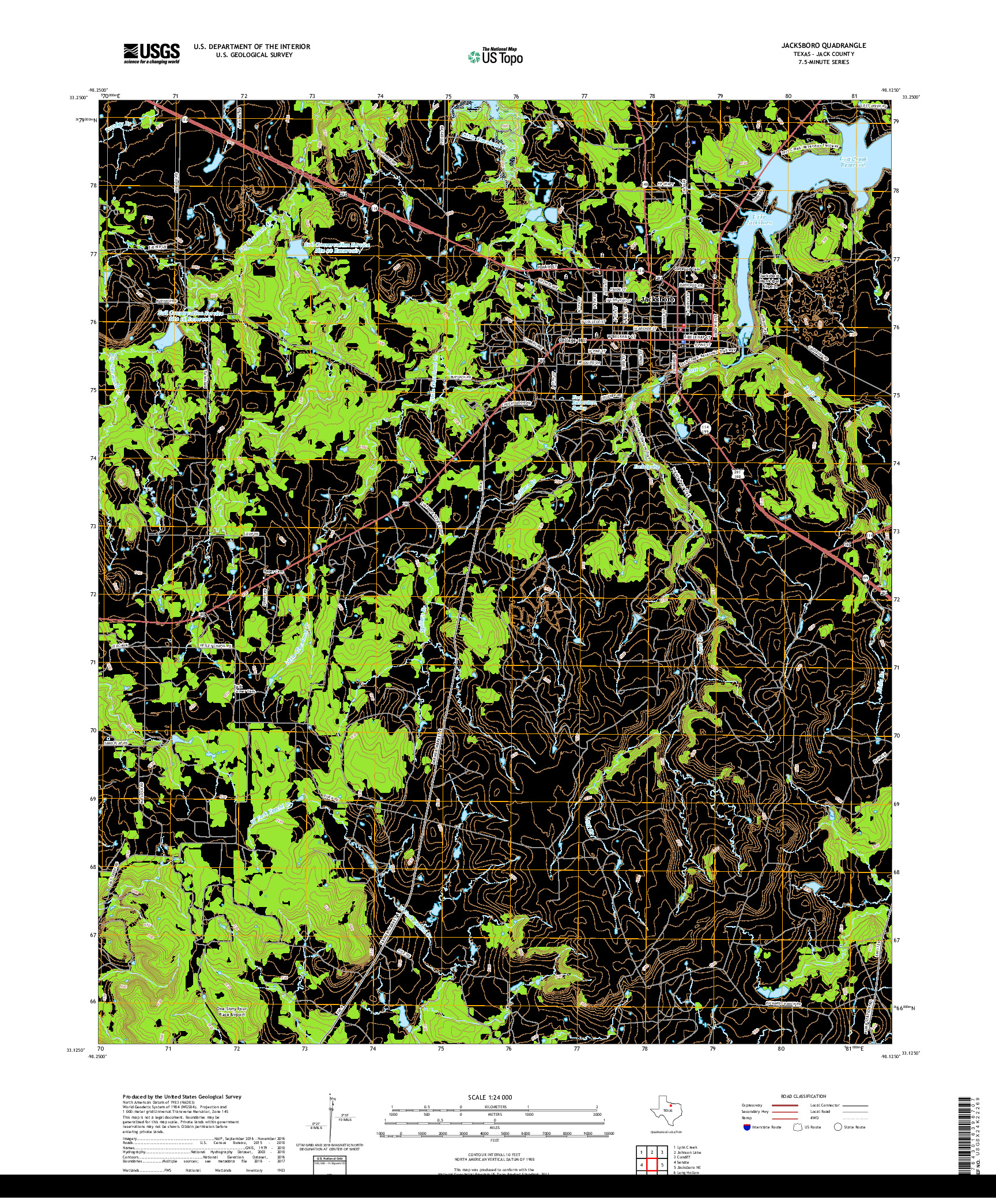 USGS US TOPO 7.5-MINUTE MAP FOR JACKSBORO, TX 2019