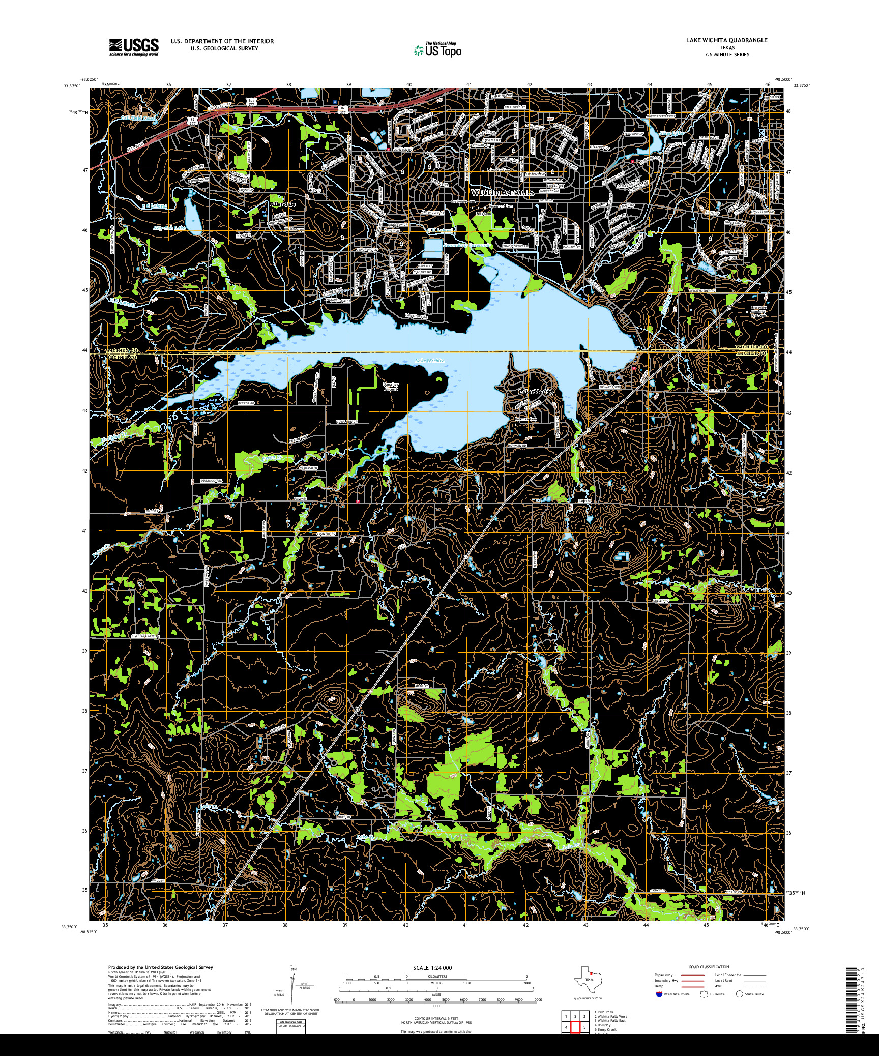 USGS US TOPO 7.5-MINUTE MAP FOR LAKE WICHITA, TX 2019