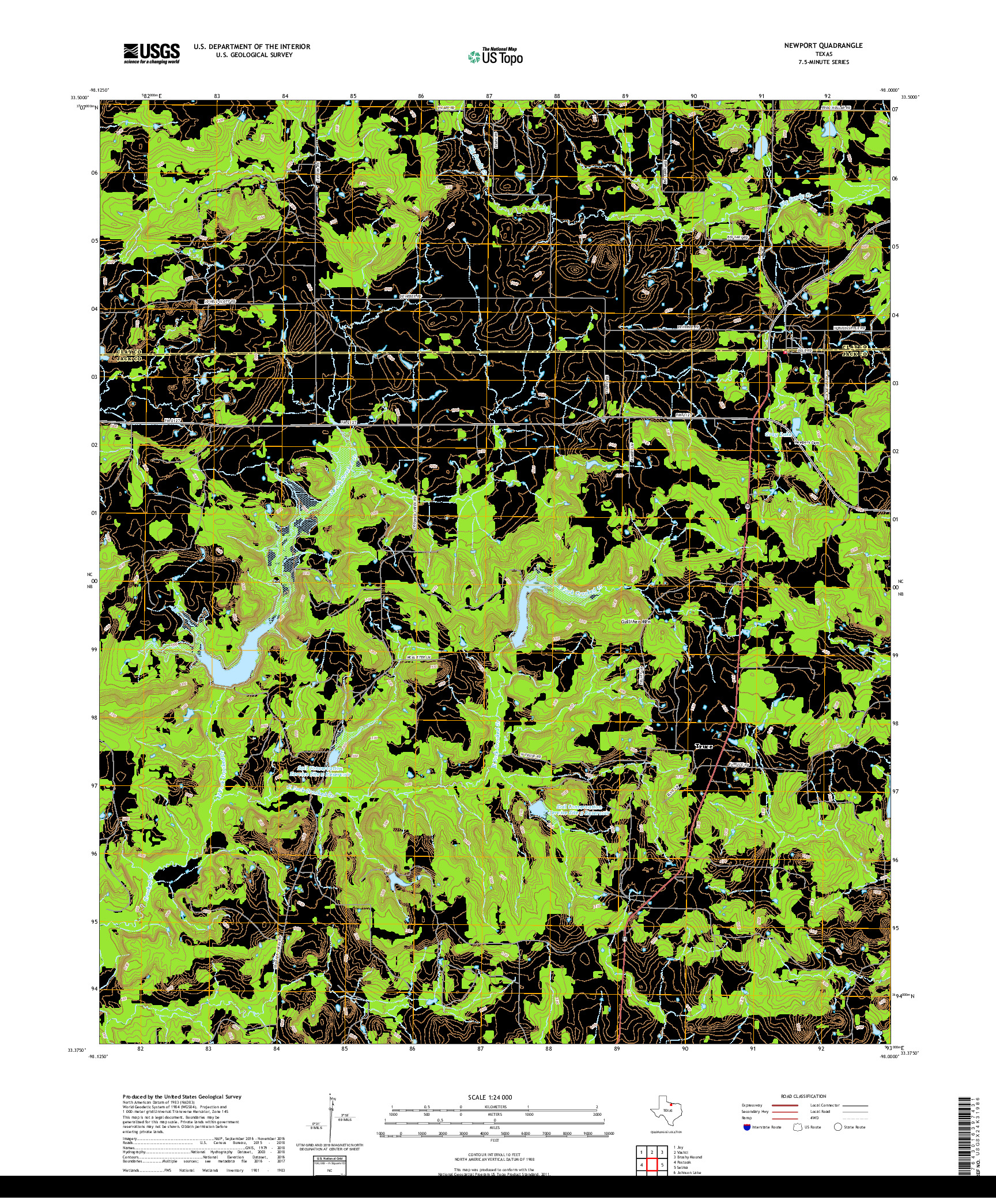 USGS US TOPO 7.5-MINUTE MAP FOR NEWPORT, TX 2019