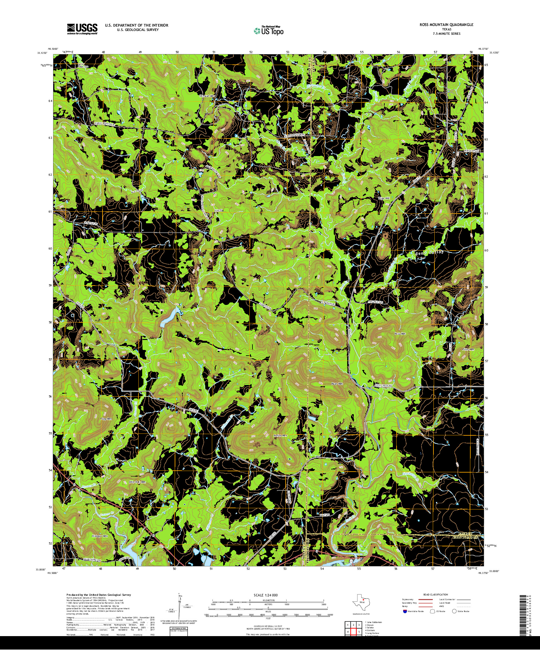 USGS US TOPO 7.5-MINUTE MAP FOR ROSS MOUNTAIN, TX 2019