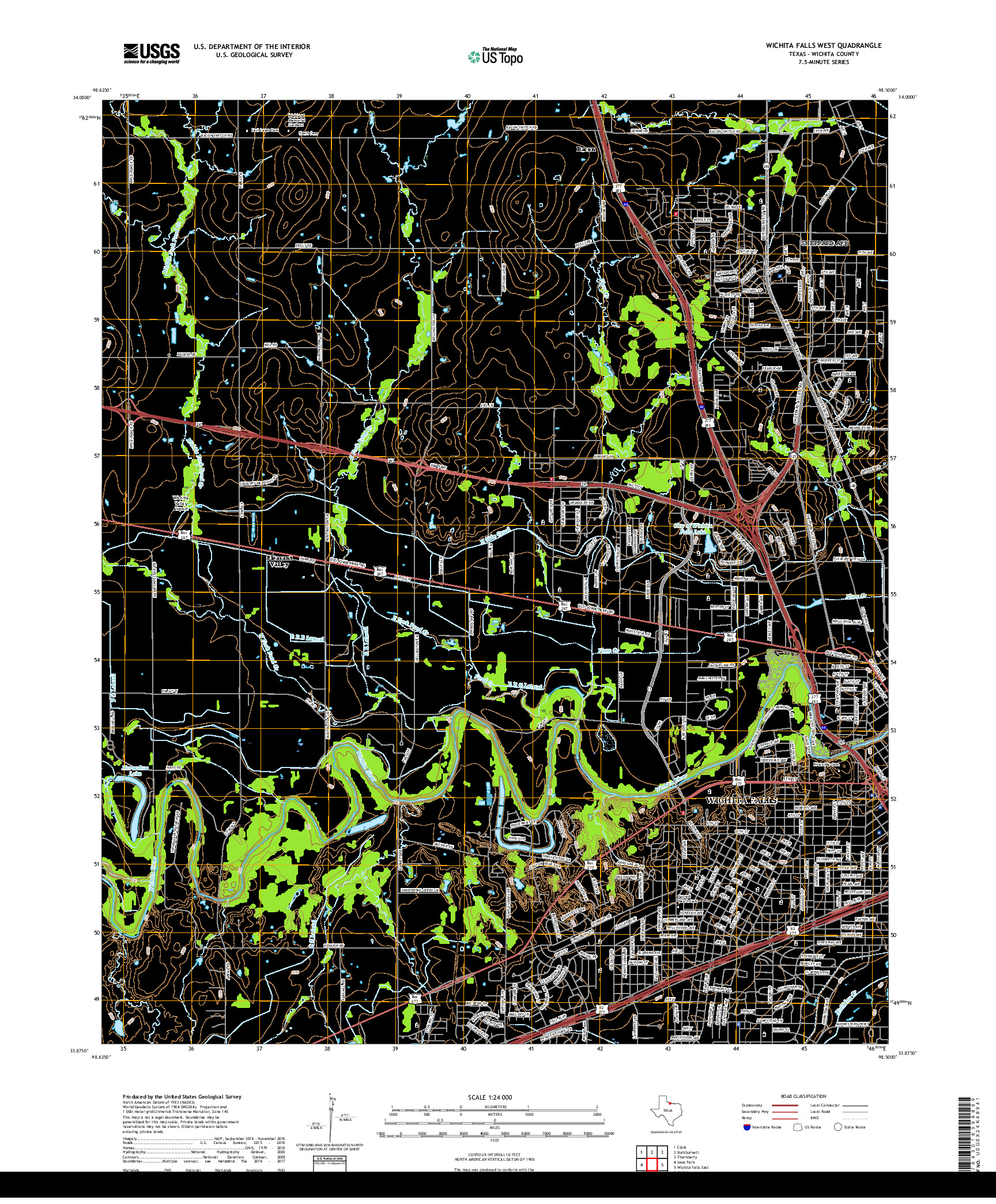 USGS US TOPO 7.5-MINUTE MAP FOR WICHITA FALLS WEST, TX 2019