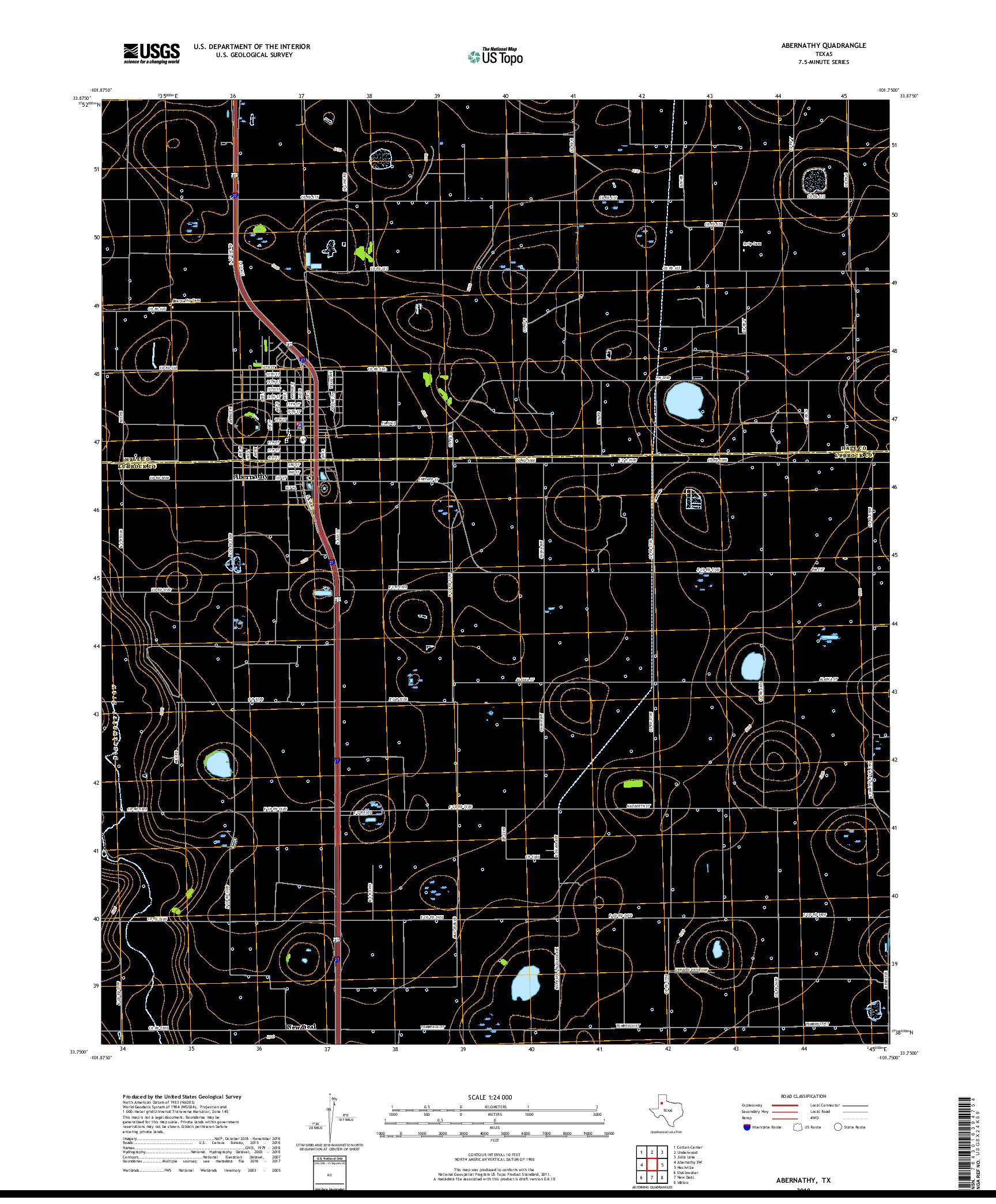 USGS US TOPO 7.5-MINUTE MAP FOR ABERNATHY, TX 2019