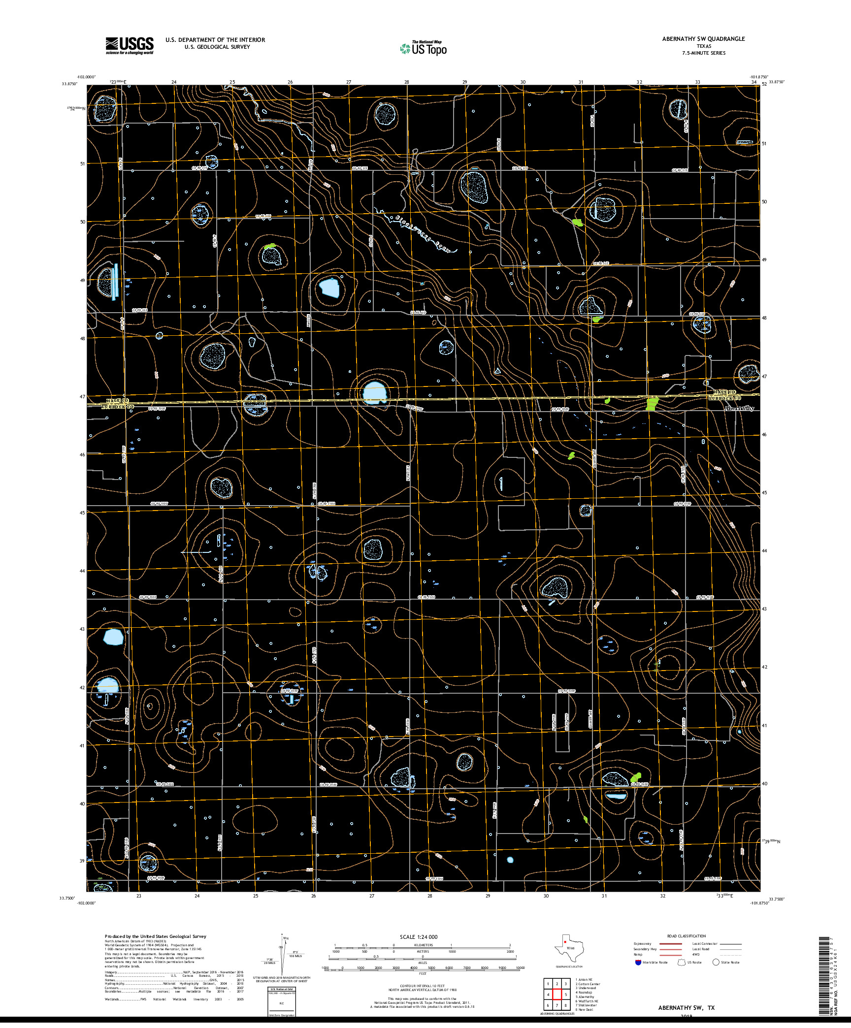 USGS US TOPO 7.5-MINUTE MAP FOR ABERNATHY SW, TX 2019