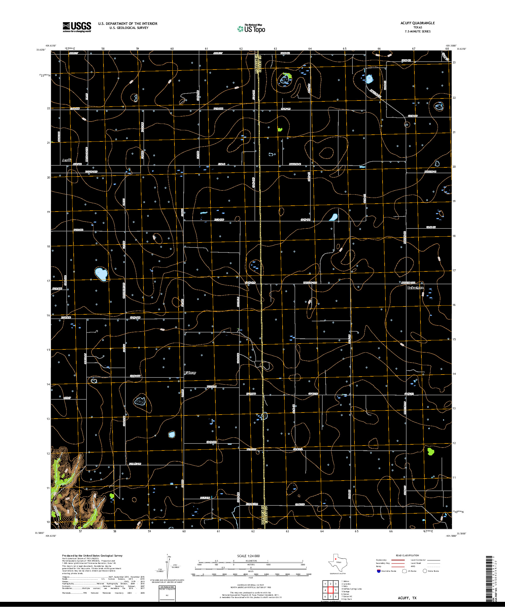 USGS US TOPO 7.5-MINUTE MAP FOR ACUFF, TX 2019