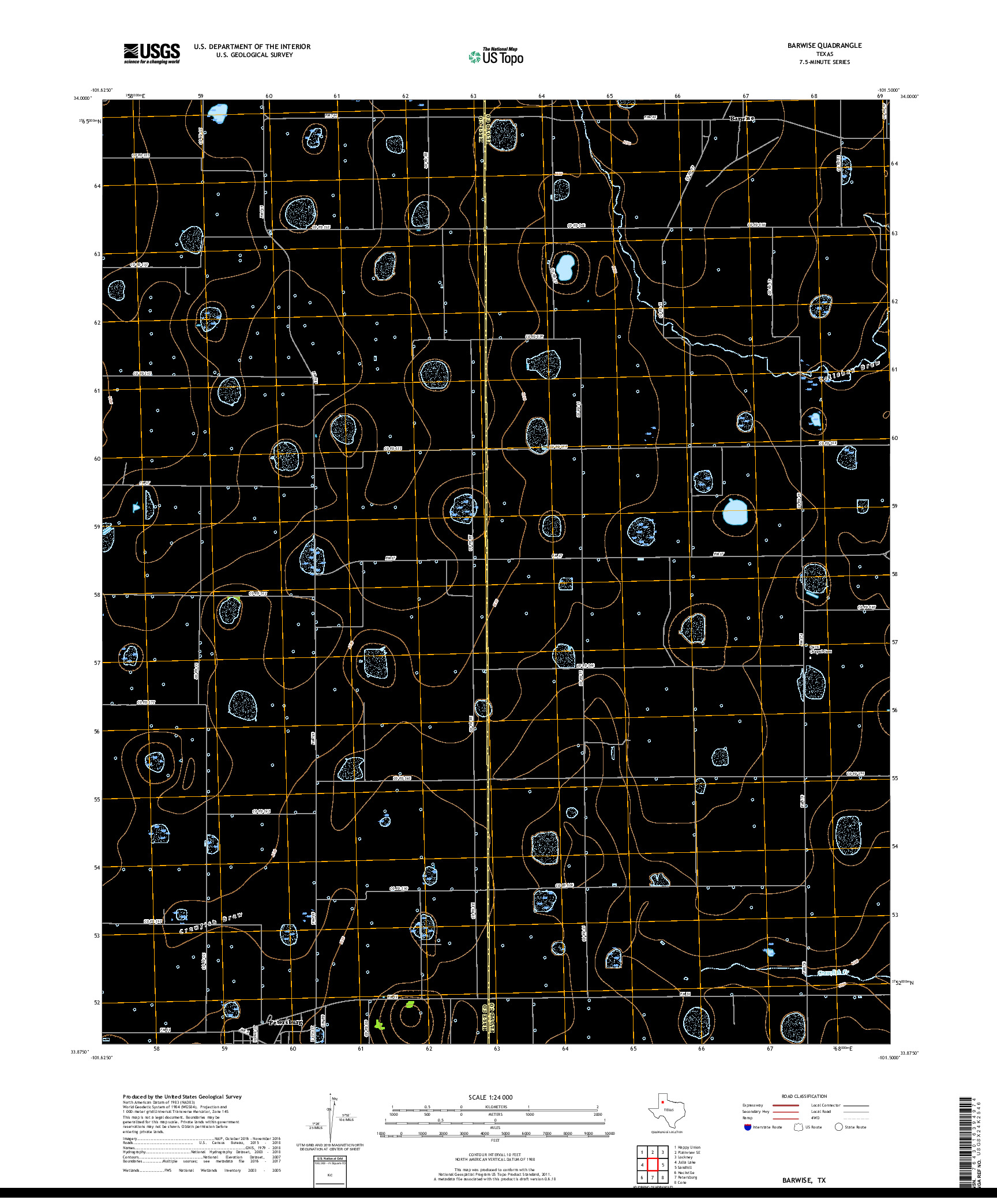 USGS US TOPO 7.5-MINUTE MAP FOR BARWISE, TX 2019