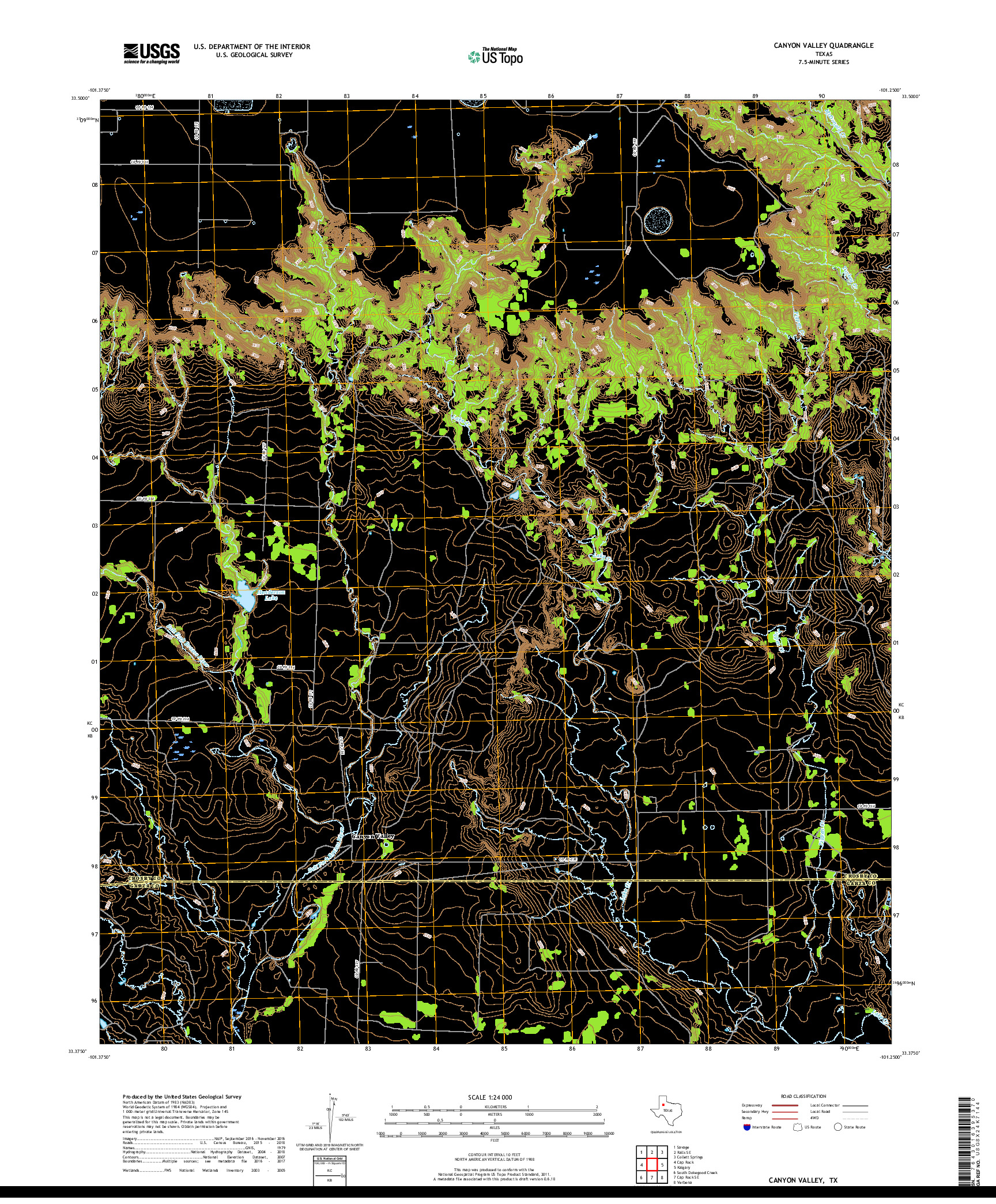 USGS US TOPO 7.5-MINUTE MAP FOR CANYON VALLEY, TX 2019