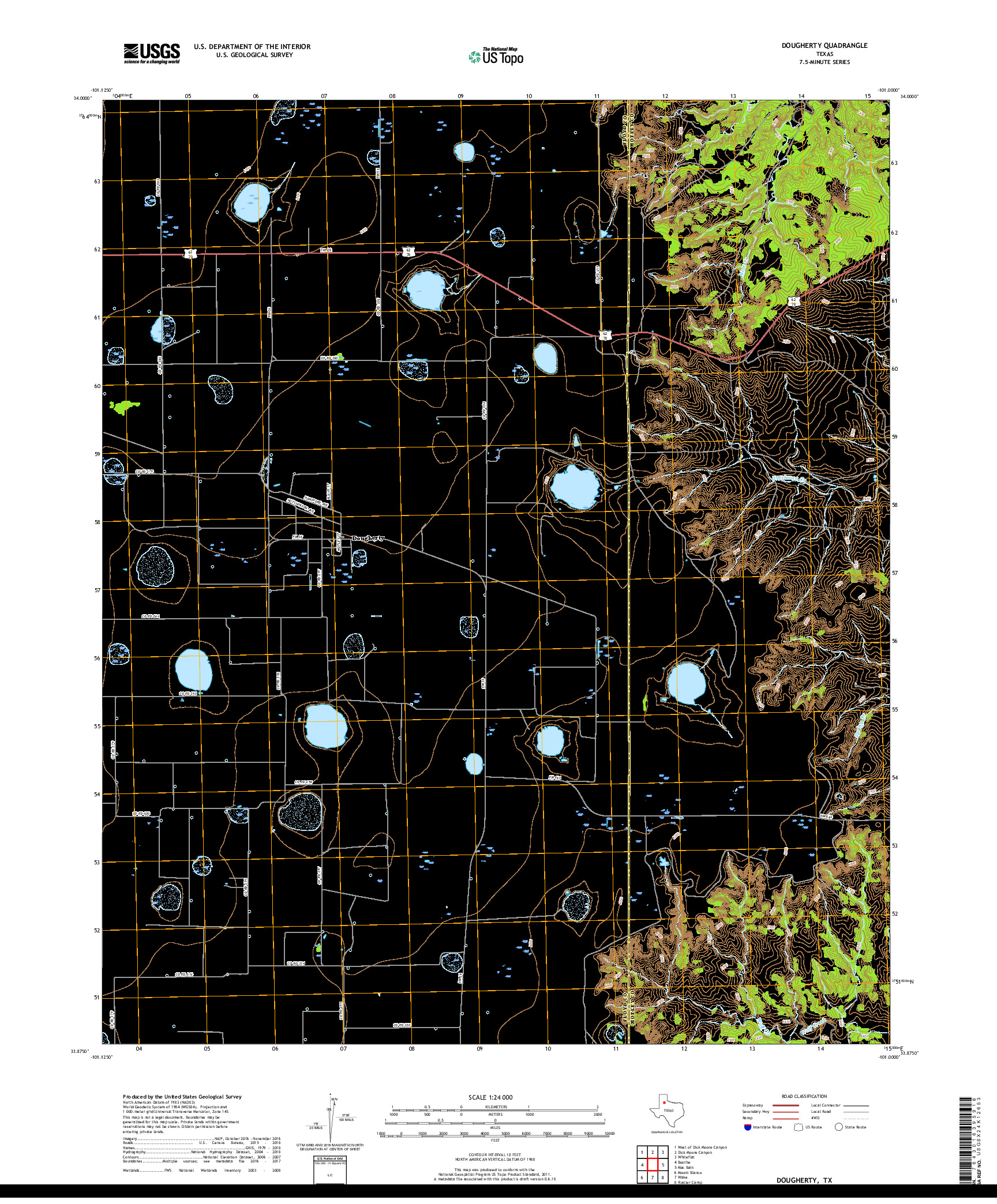 USGS US TOPO 7.5-MINUTE MAP FOR DOUGHERTY, TX 2019