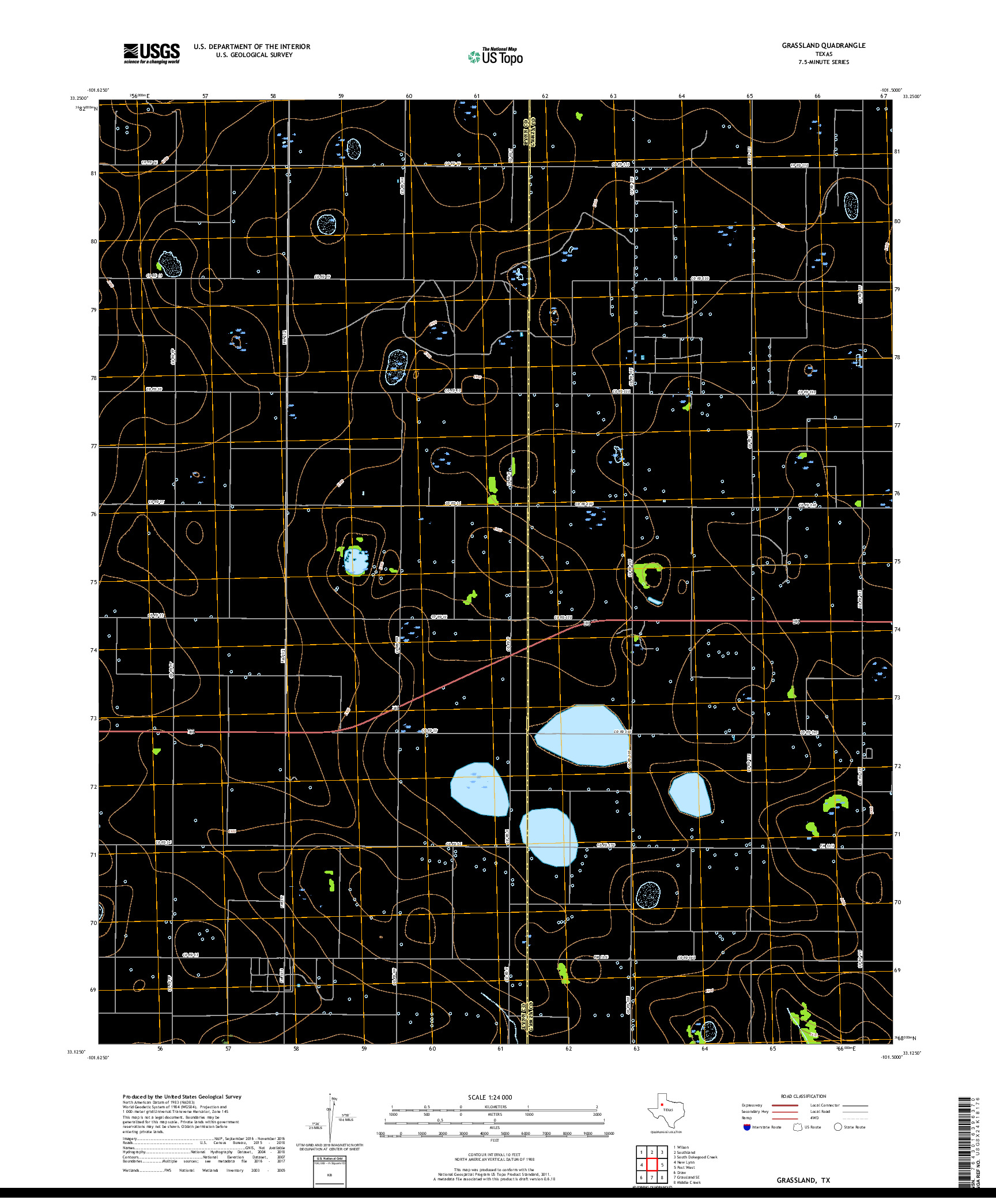 USGS US TOPO 7.5-MINUTE MAP FOR GRASSLAND, TX 2019