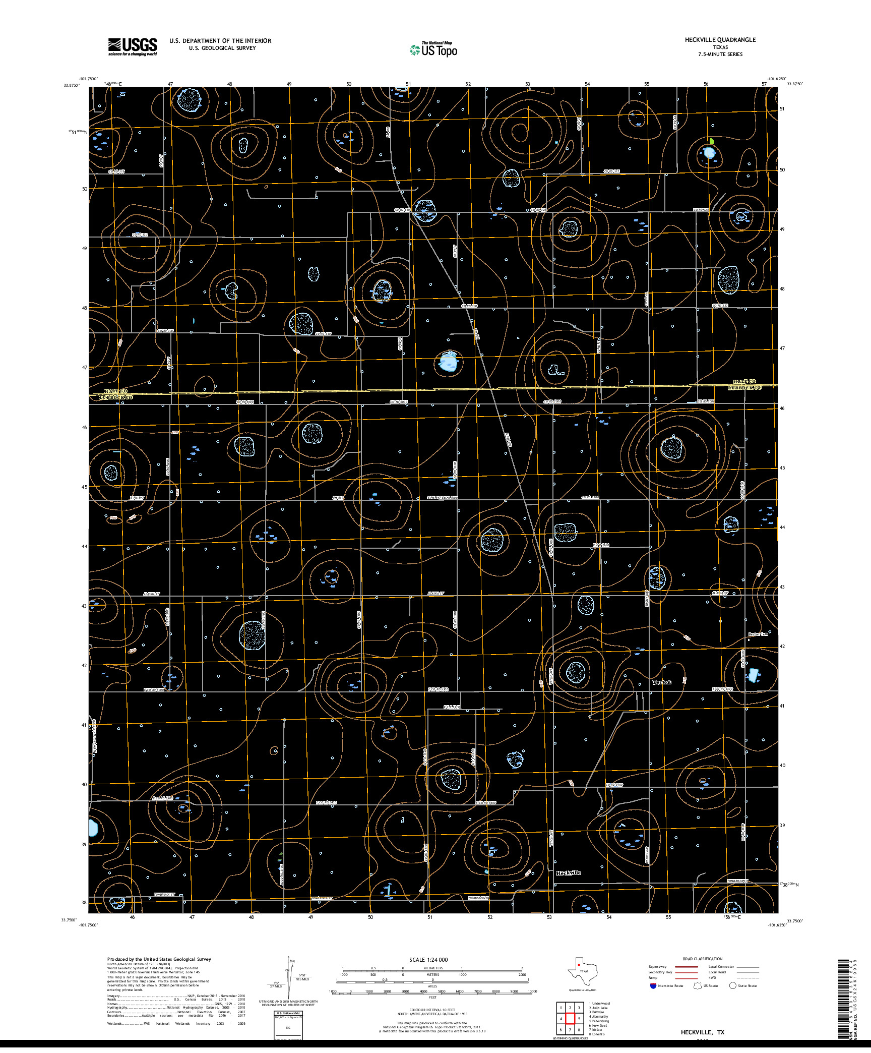 USGS US TOPO 7.5-MINUTE MAP FOR HECKVILLE, TX 2019