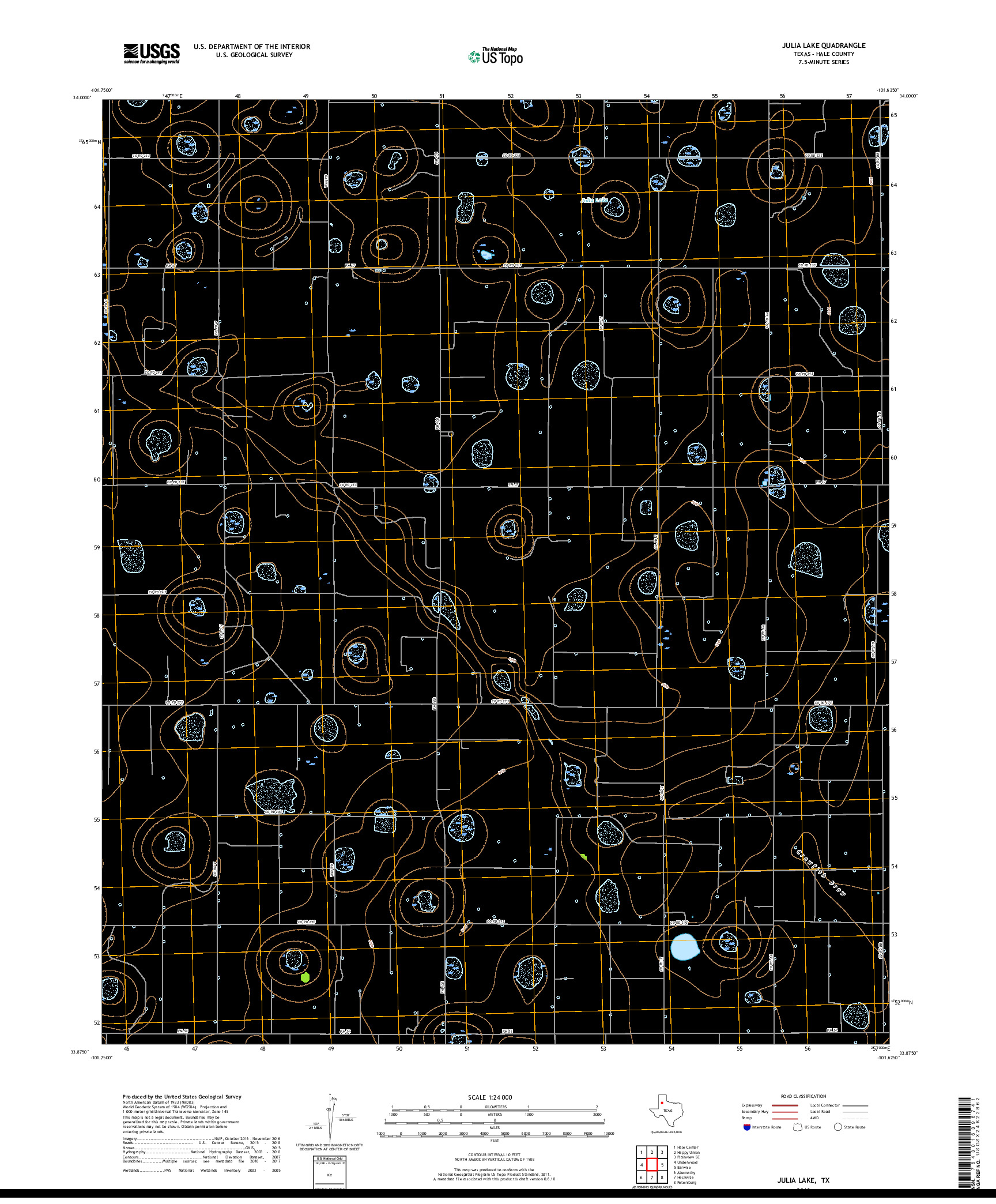 USGS US TOPO 7.5-MINUTE MAP FOR JULIA LAKE, TX 2019