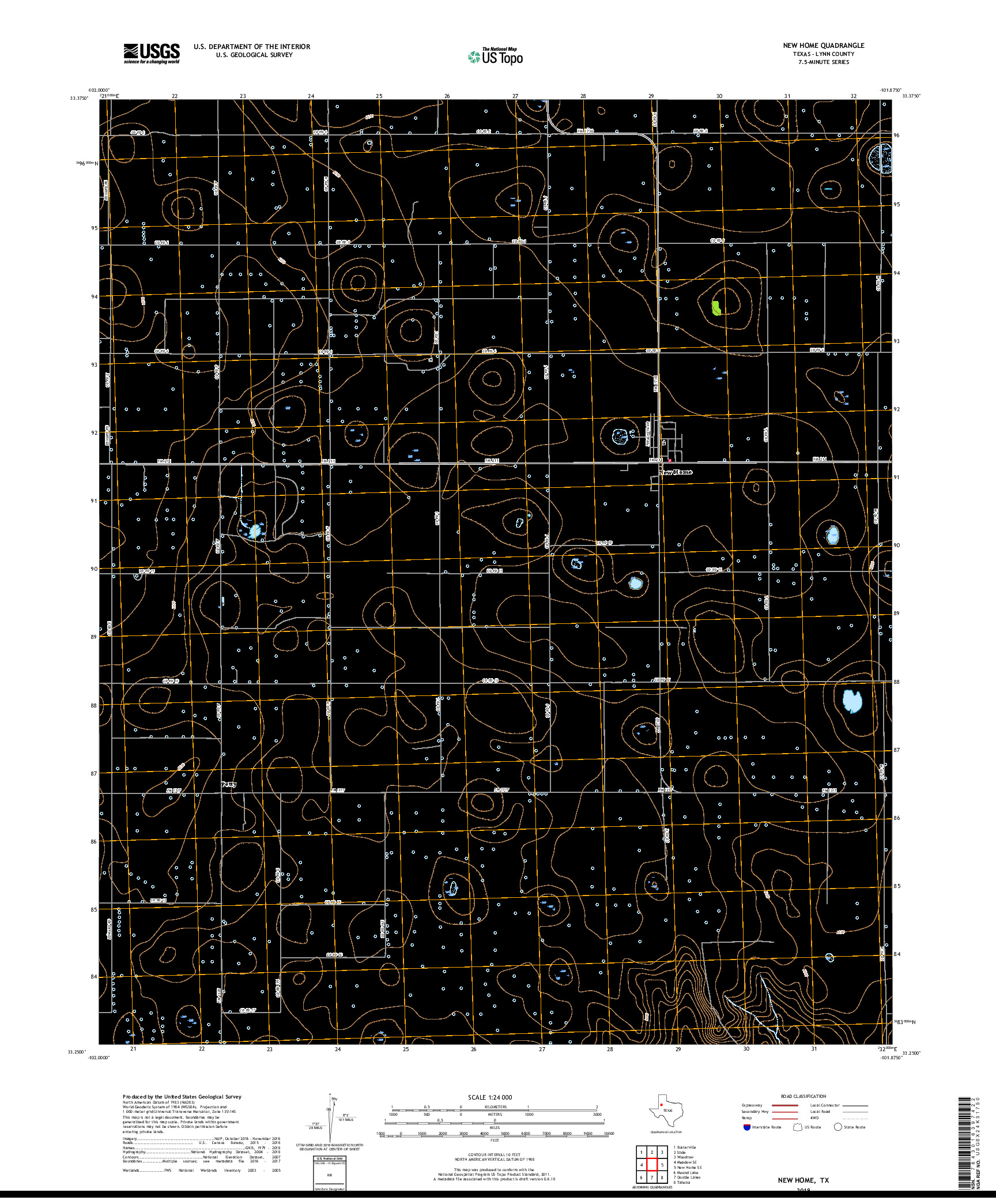 USGS US TOPO 7.5-MINUTE MAP FOR NEW HOME, TX 2019