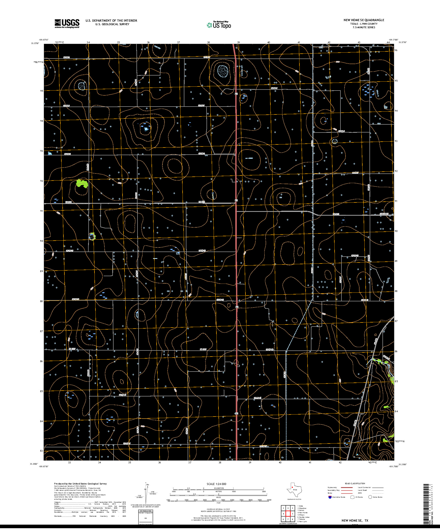 USGS US TOPO 7.5-MINUTE MAP FOR NEW HOME SE, TX 2019