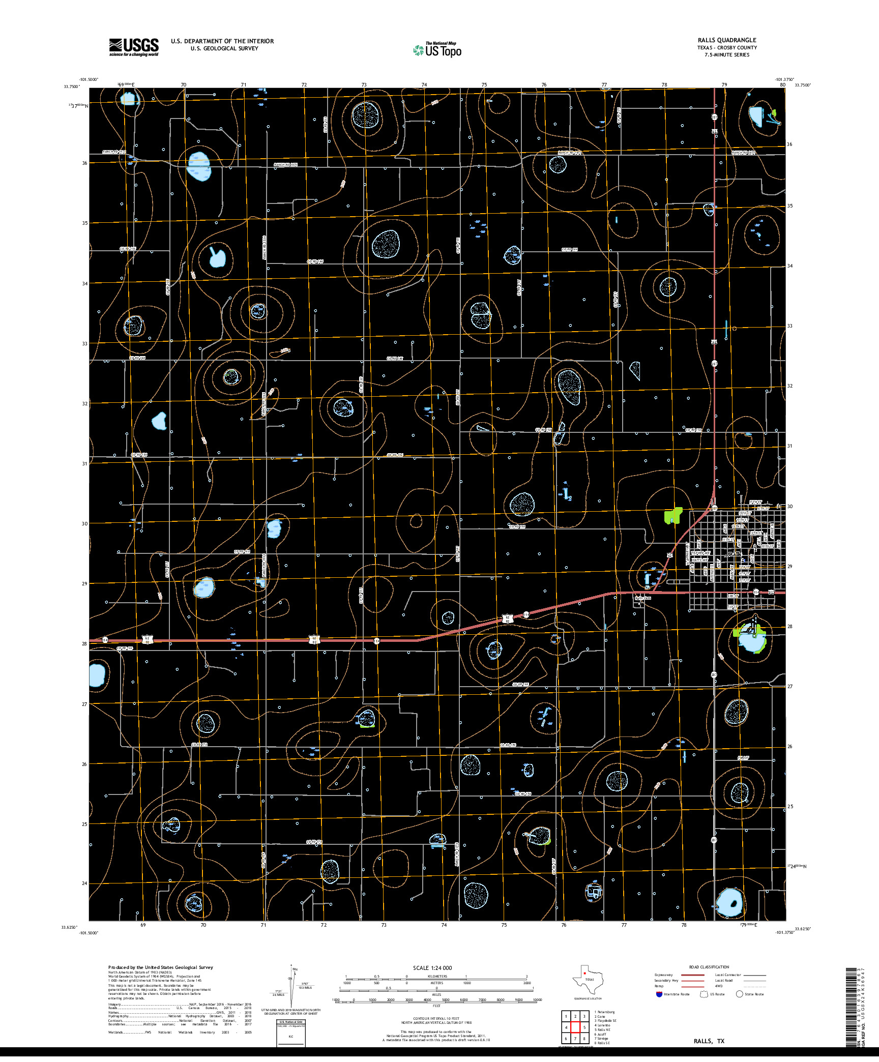 USGS US TOPO 7.5-MINUTE MAP FOR RALLS, TX 2019