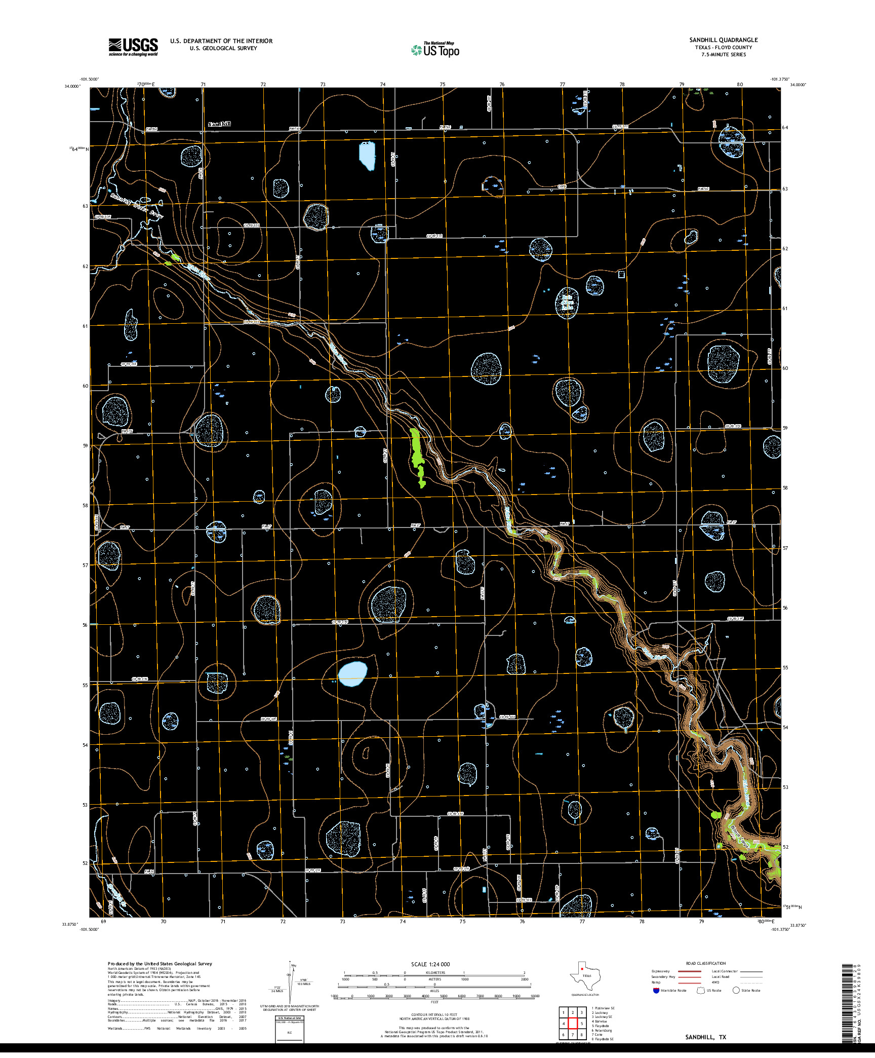 USGS US TOPO 7.5-MINUTE MAP FOR SANDHILL, TX 2019
