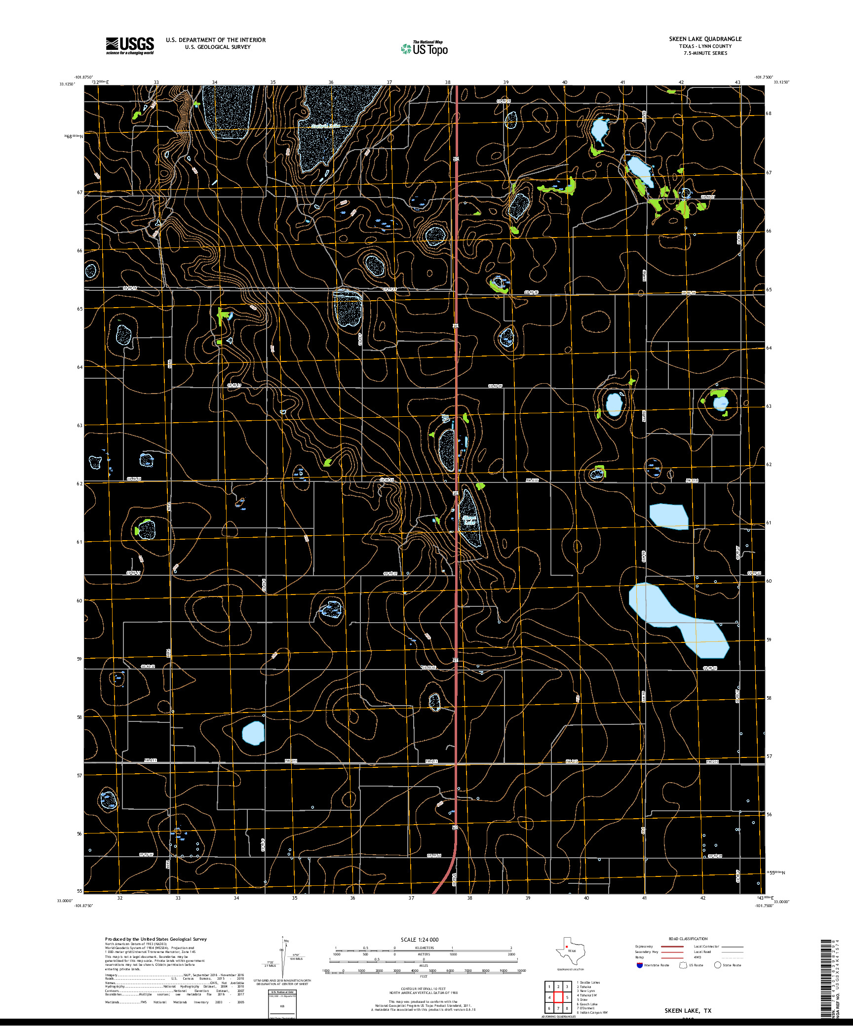 USGS US TOPO 7.5-MINUTE MAP FOR SKEEN LAKE, TX 2019