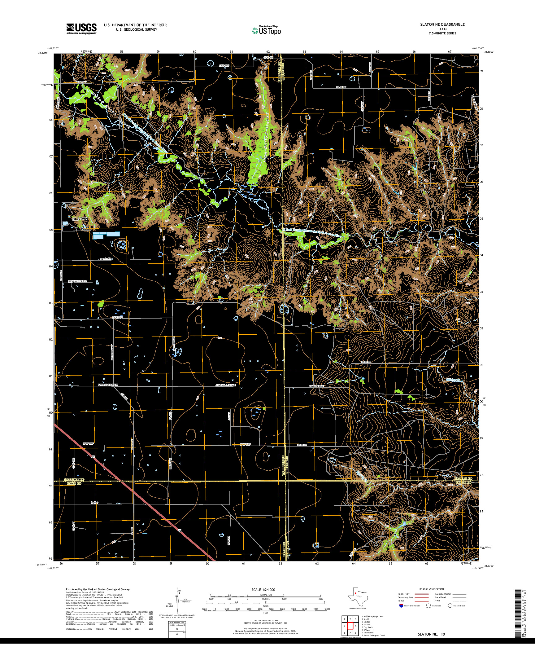 USGS US TOPO 7.5-MINUTE MAP FOR SLATON NE, TX 2019