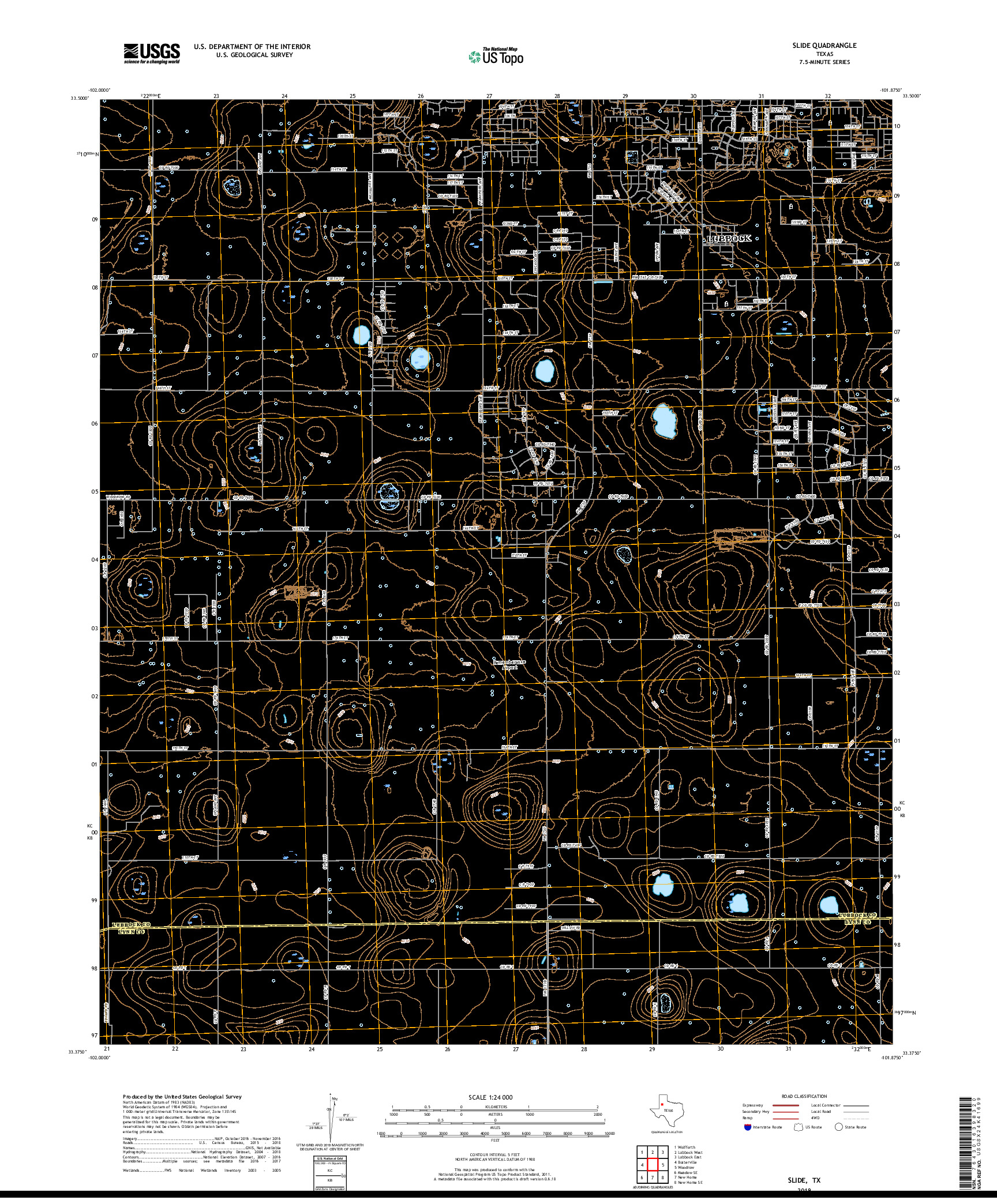 USGS US TOPO 7.5-MINUTE MAP FOR SLIDE, TX 2019