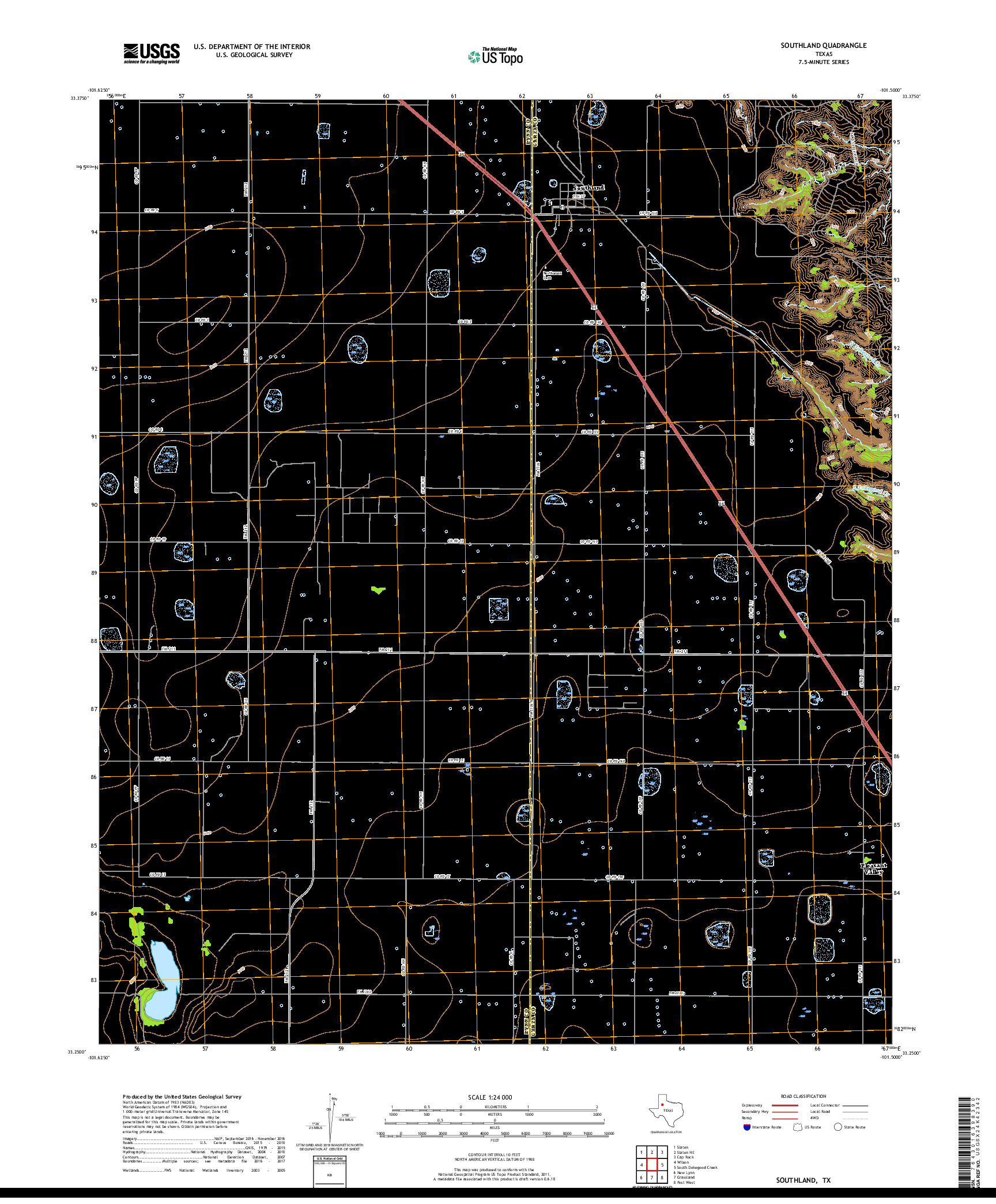 USGS US TOPO 7.5-MINUTE MAP FOR SOUTHLAND, TX 2019