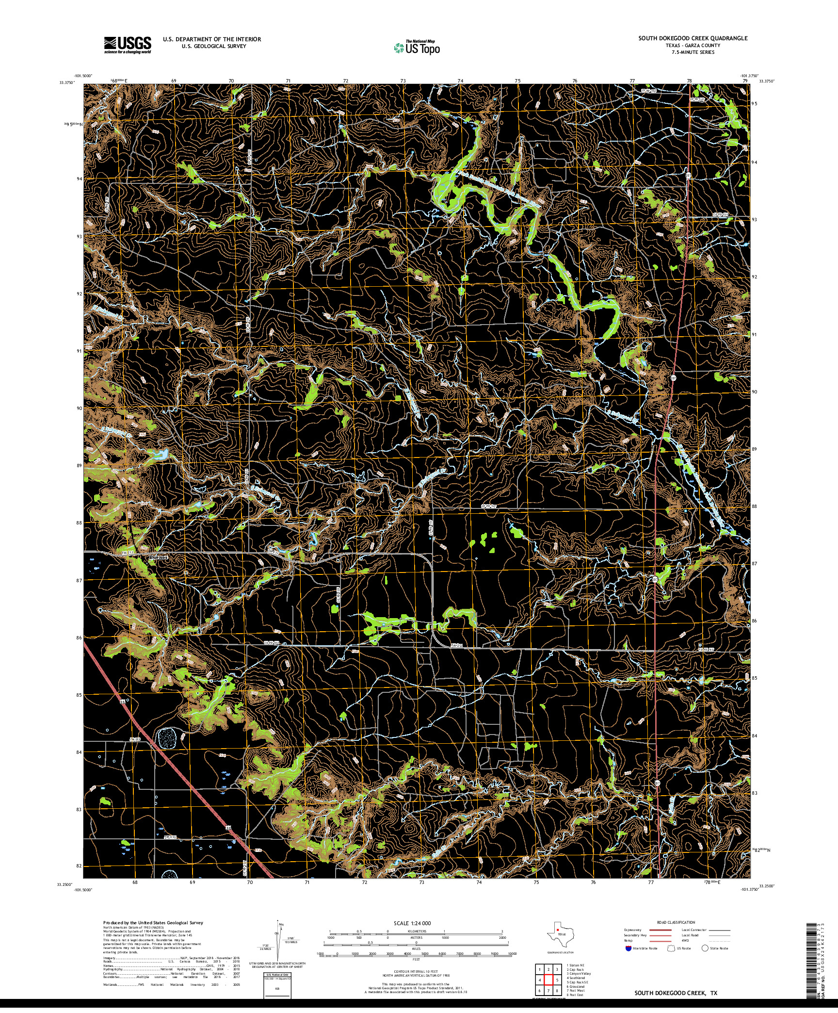 USGS US TOPO 7.5-MINUTE MAP FOR SOUTH DOKEGOOD CREEK, TX 2019