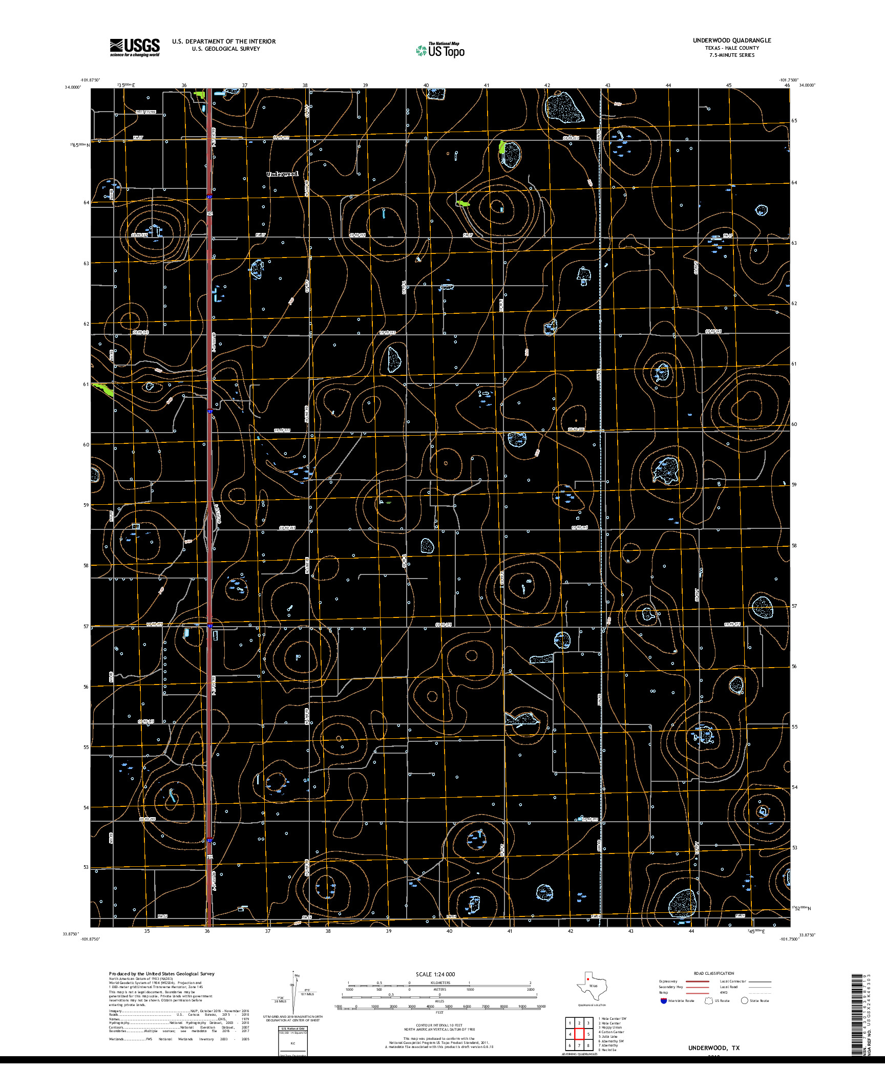 USGS US TOPO 7.5-MINUTE MAP FOR UNDERWOOD, TX 2019