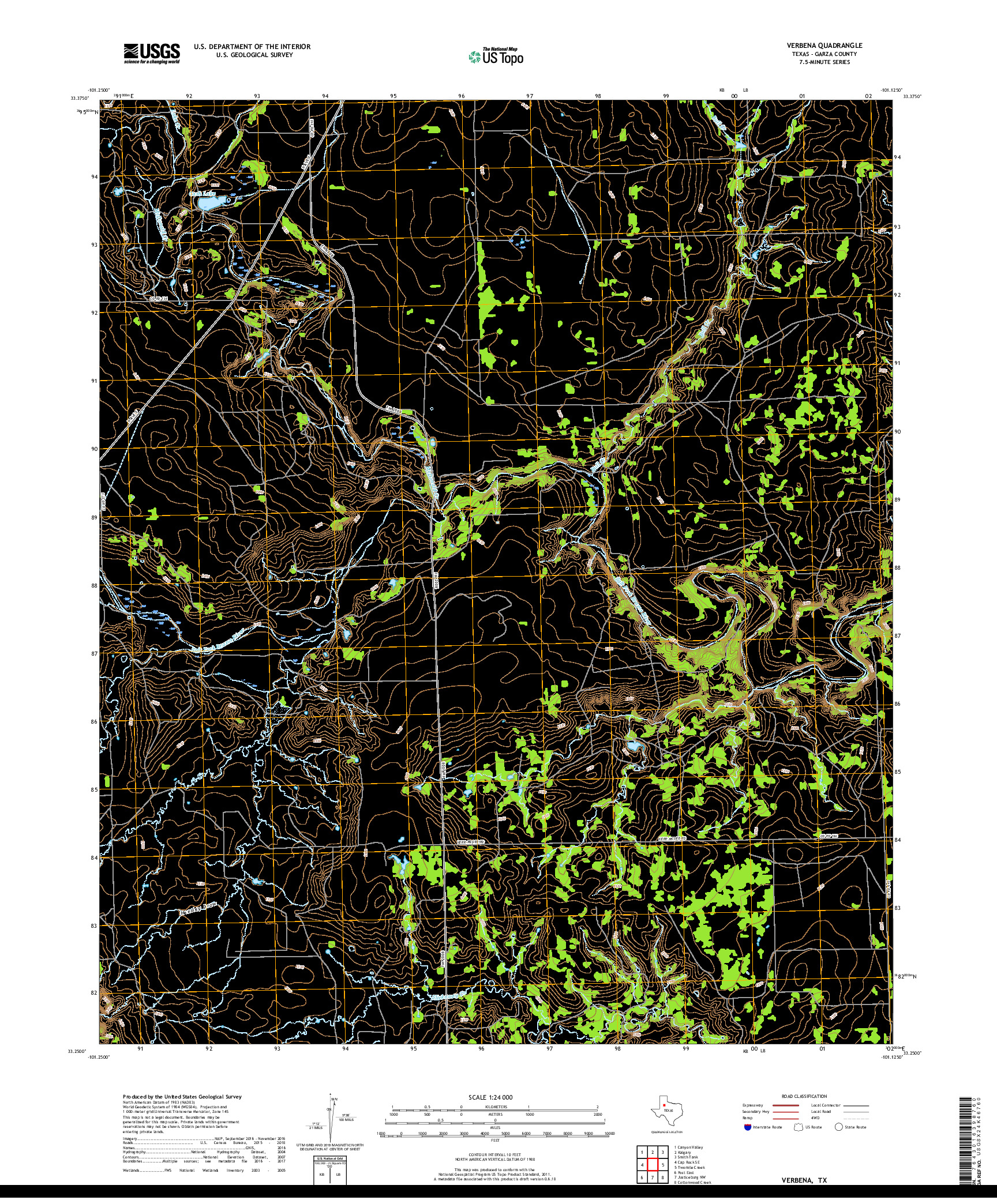 USGS US TOPO 7.5-MINUTE MAP FOR VERBENA, TX 2019