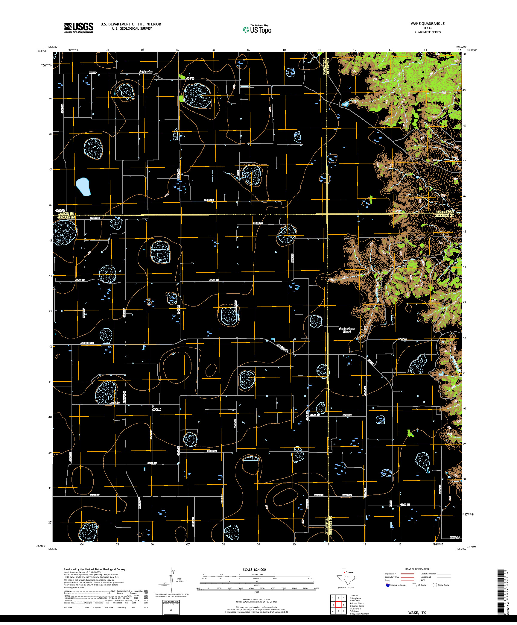 USGS US TOPO 7.5-MINUTE MAP FOR WAKE, TX 2019