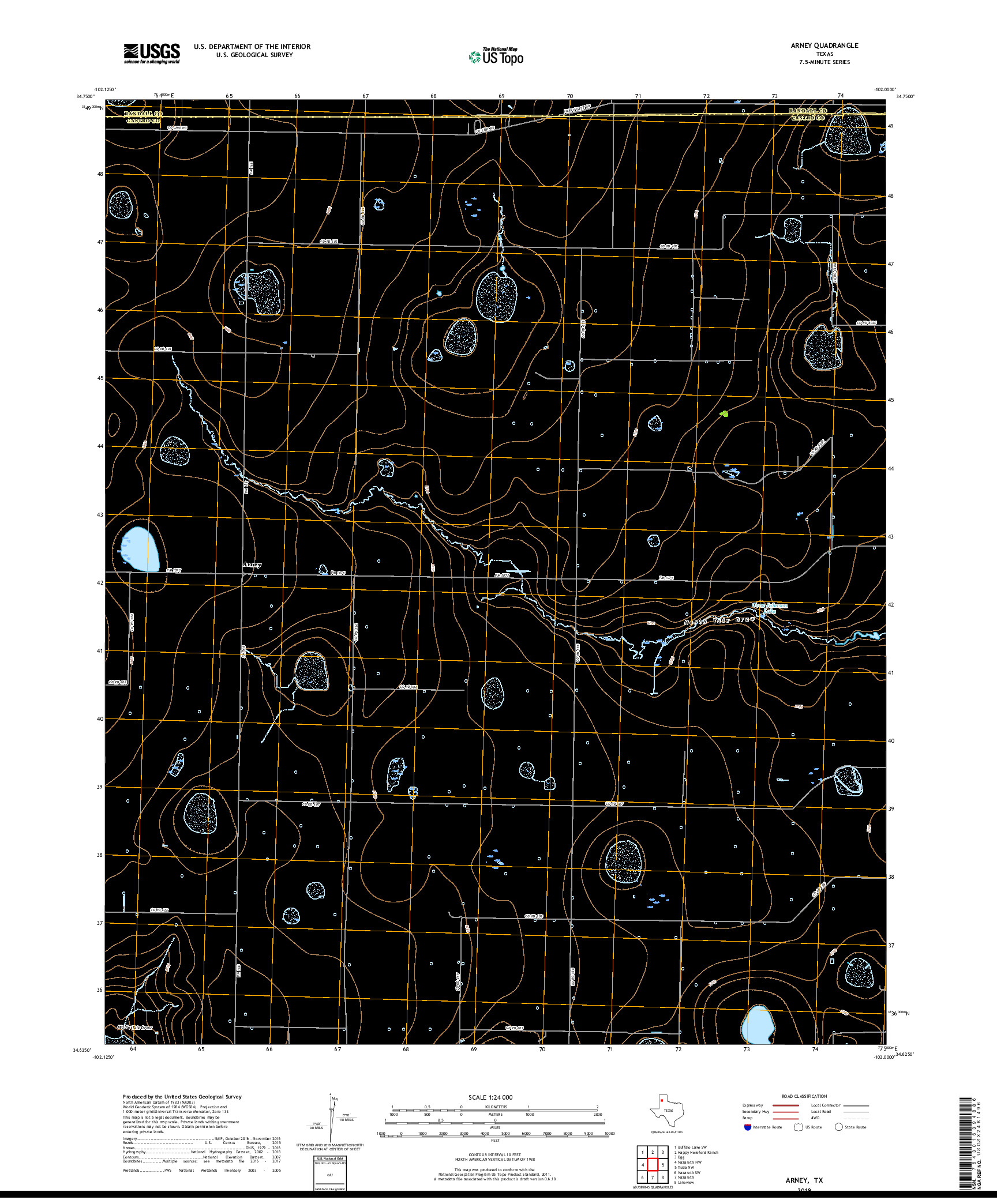USGS US TOPO 7.5-MINUTE MAP FOR ARNEY, TX 2019