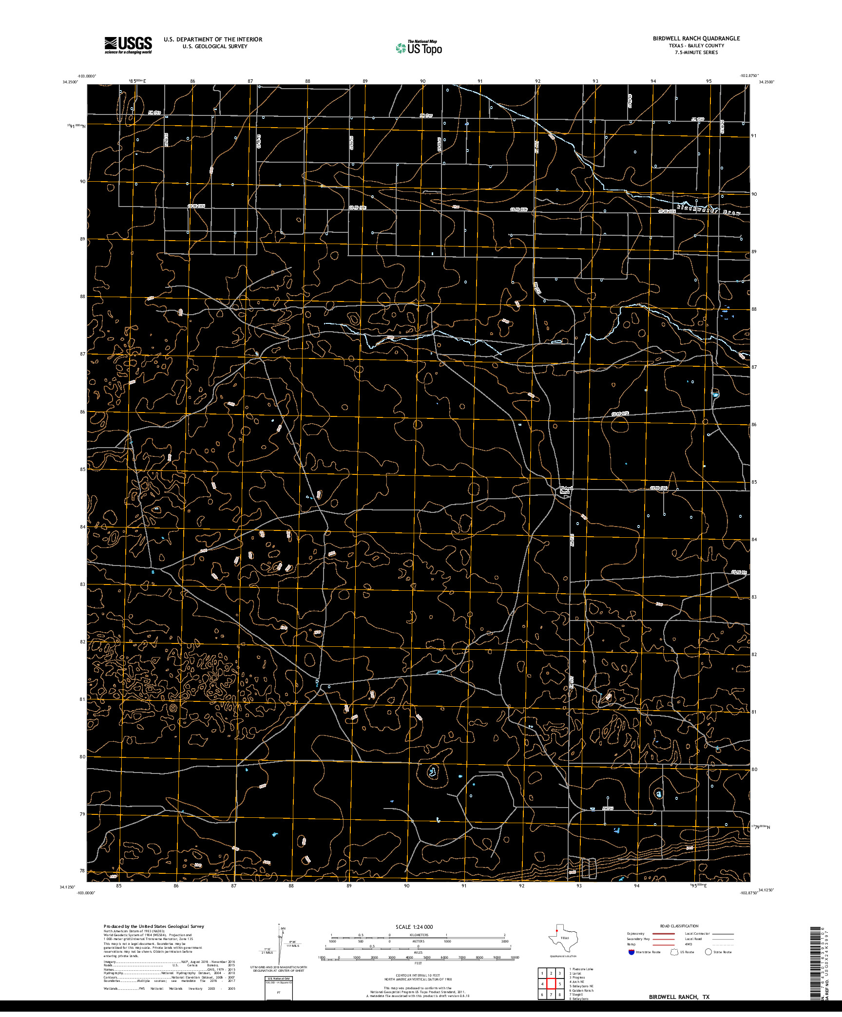 USGS US TOPO 7.5-MINUTE MAP FOR BIRDWELL RANCH, TX 2019