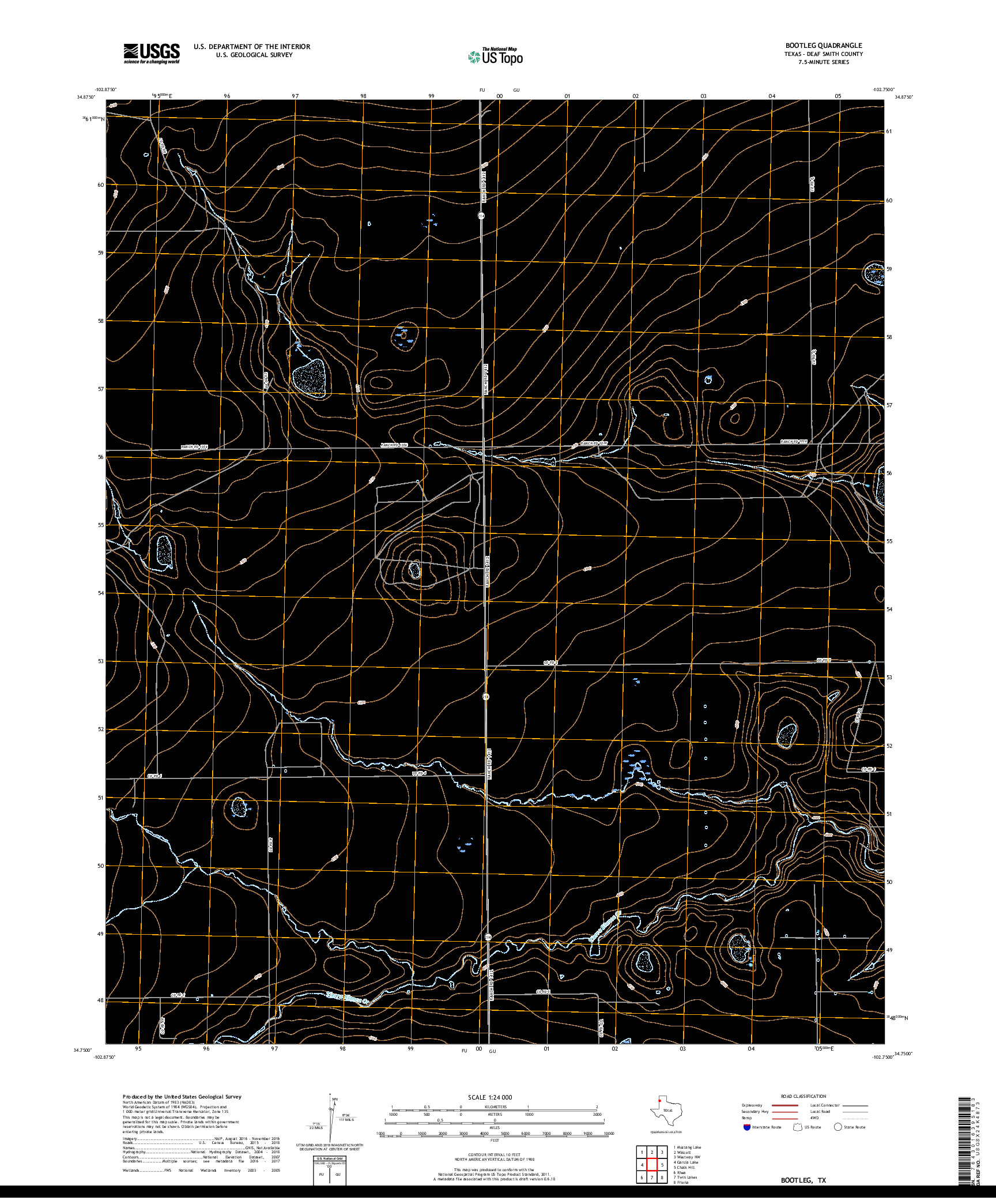 USGS US TOPO 7.5-MINUTE MAP FOR BOOTLEG, TX 2019