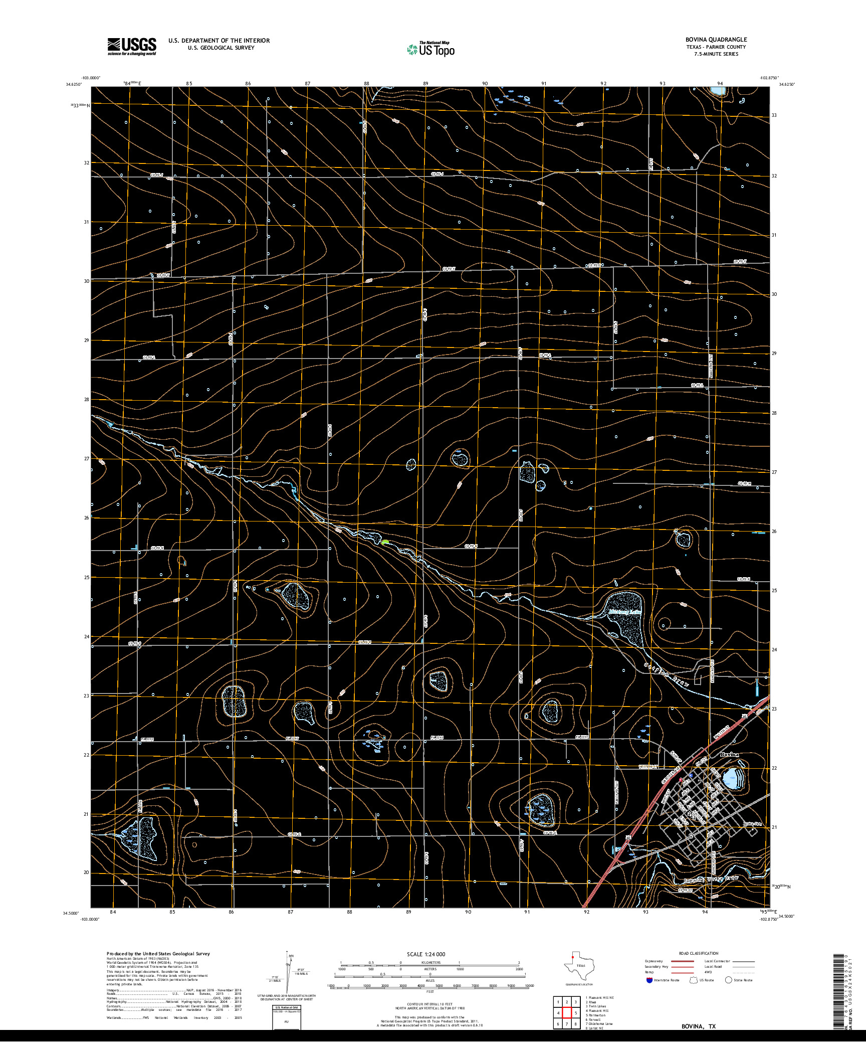 USGS US TOPO 7.5-MINUTE MAP FOR BOVINA, TX 2019