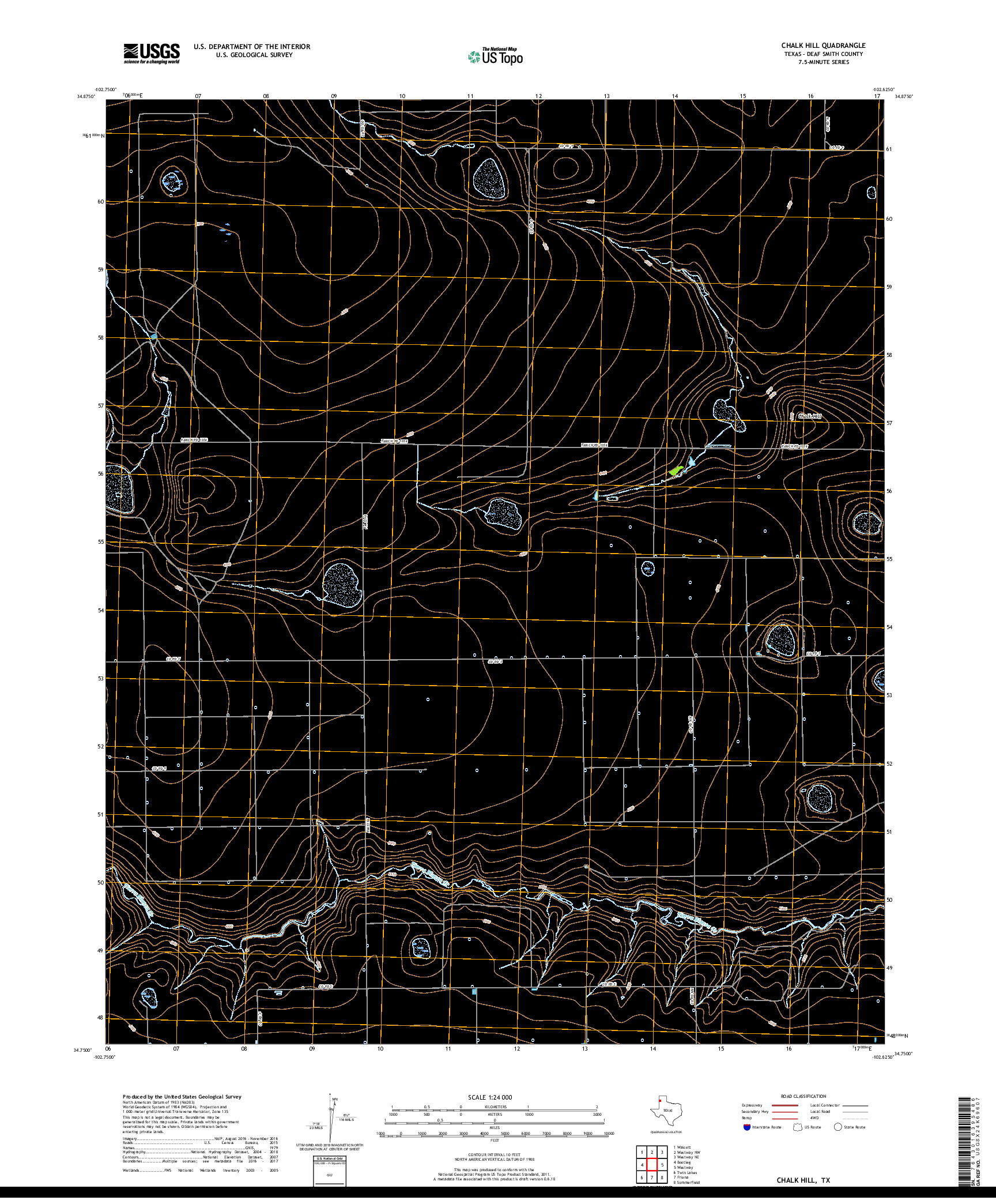 USGS US TOPO 7.5-MINUTE MAP FOR CHALK HILL, TX 2019