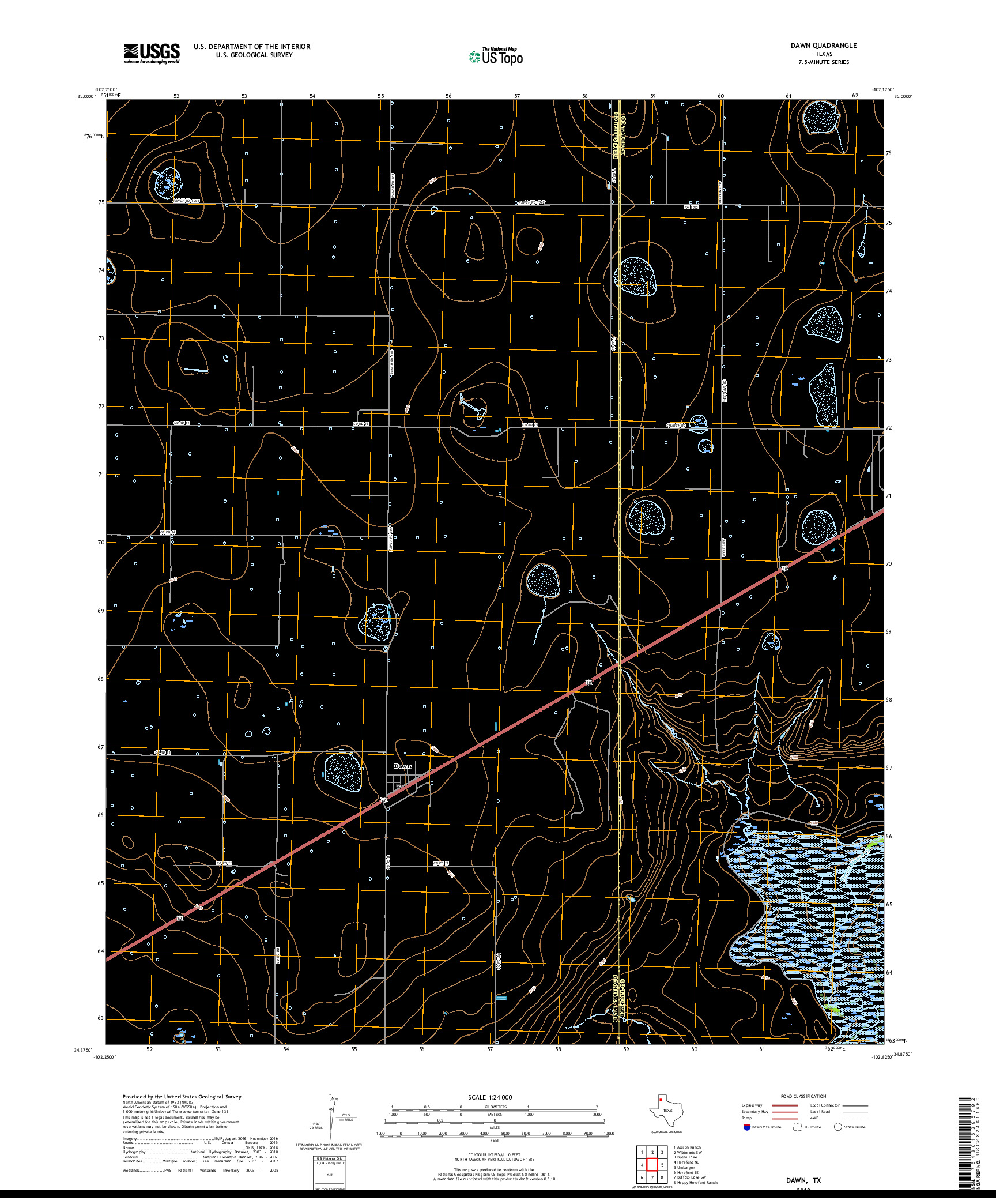 USGS US TOPO 7.5-MINUTE MAP FOR DAWN, TX 2019