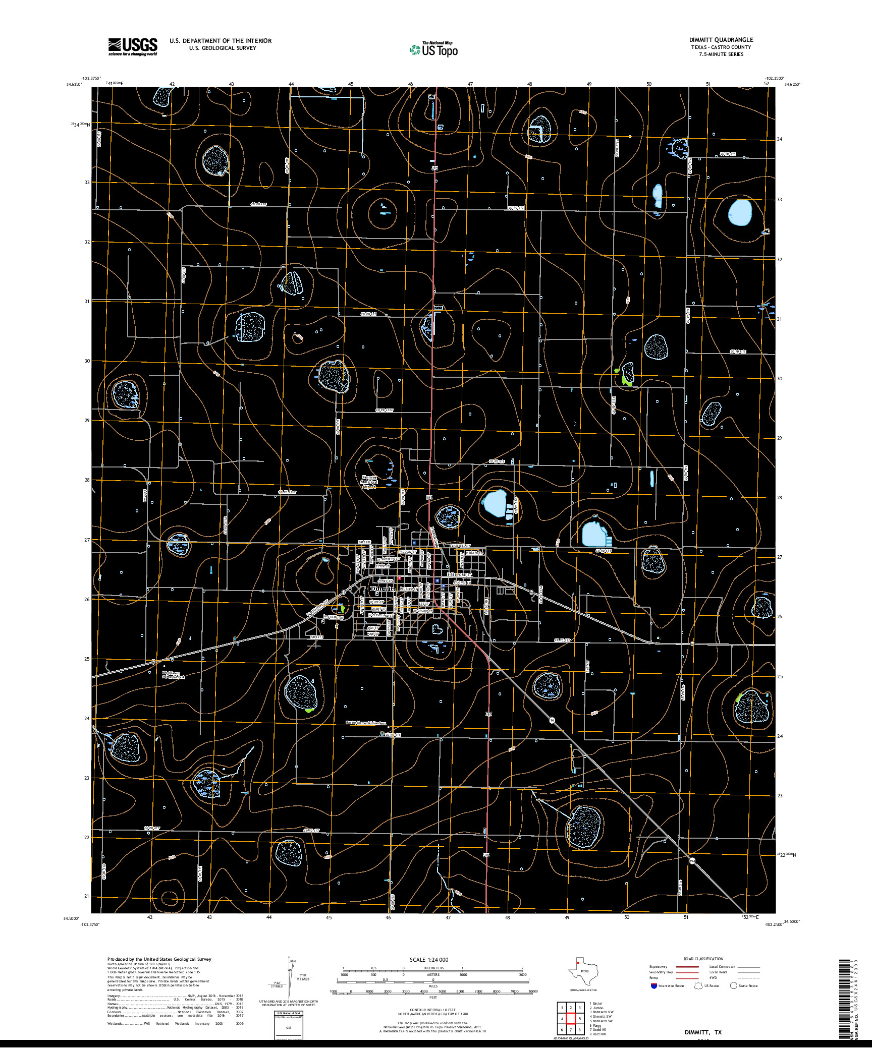 USGS US TOPO 7.5-MINUTE MAP FOR DIMMITT, TX 2019