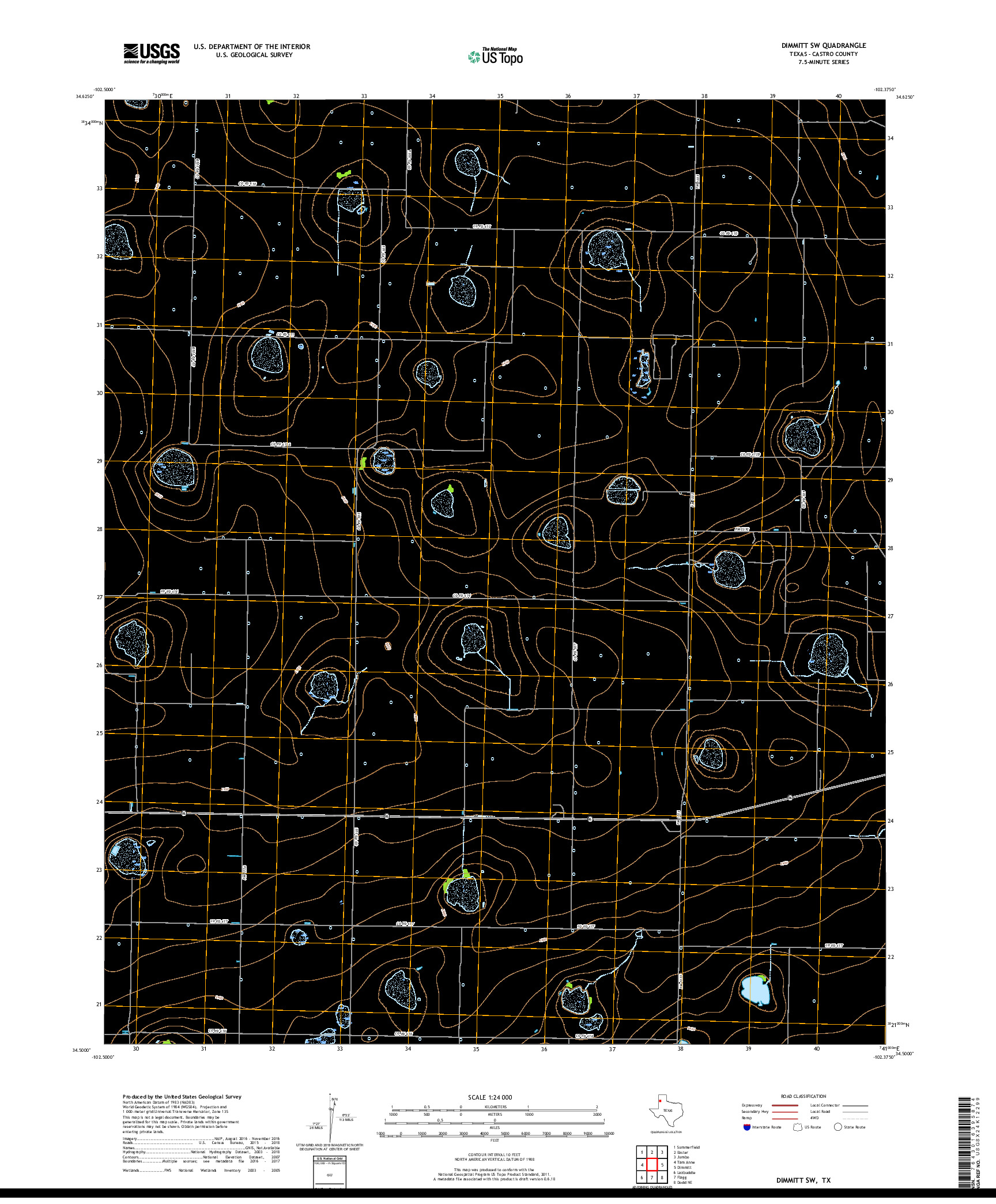 USGS US TOPO 7.5-MINUTE MAP FOR DIMMITT SW, TX 2019