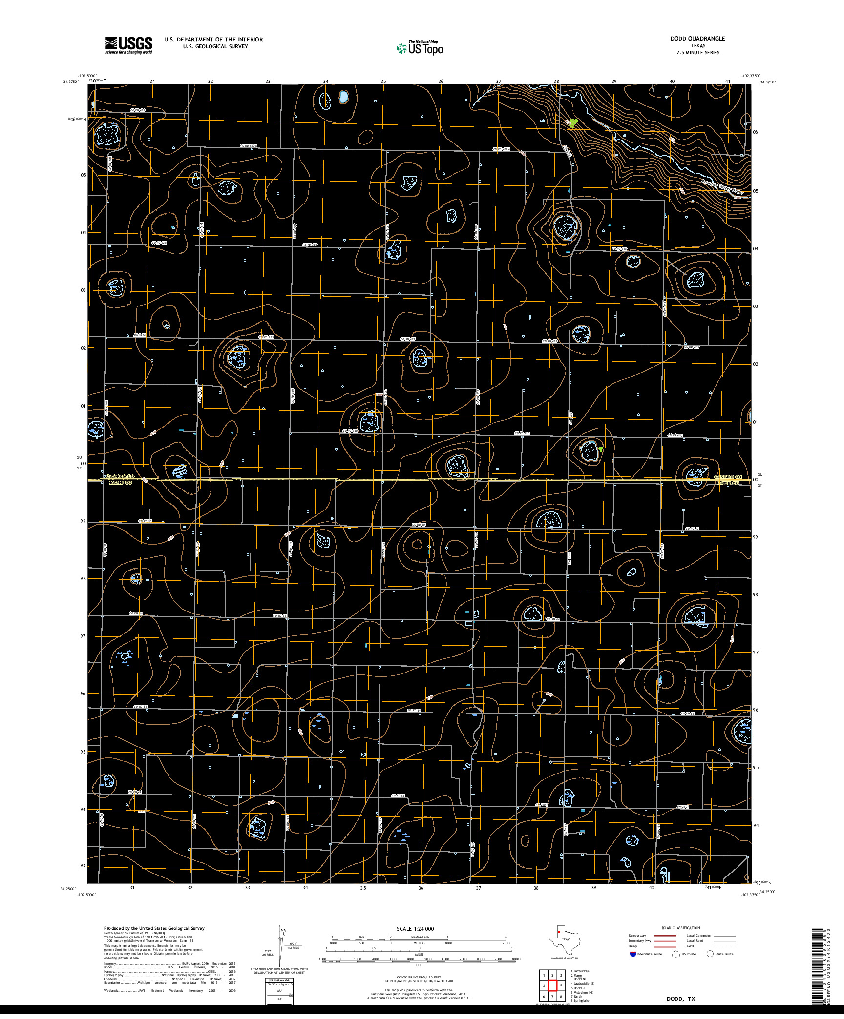 USGS US TOPO 7.5-MINUTE MAP FOR DODD, TX 2019