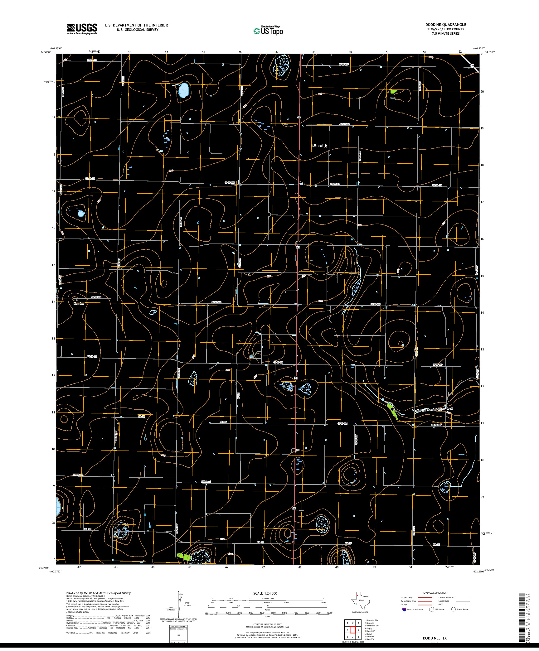 USGS US TOPO 7.5-MINUTE MAP FOR DODD NE, TX 2019