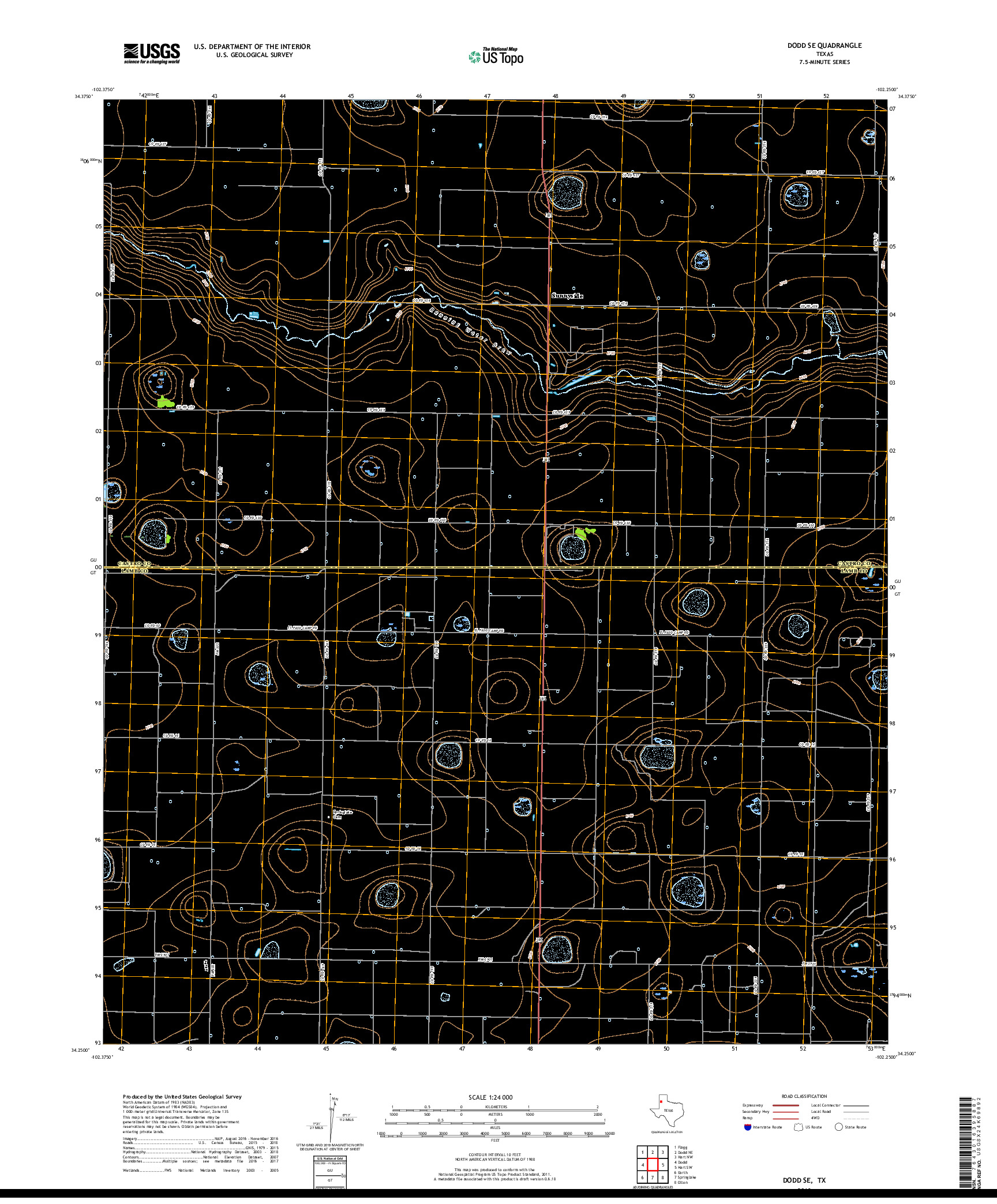 USGS US TOPO 7.5-MINUTE MAP FOR DODD SE, TX 2019