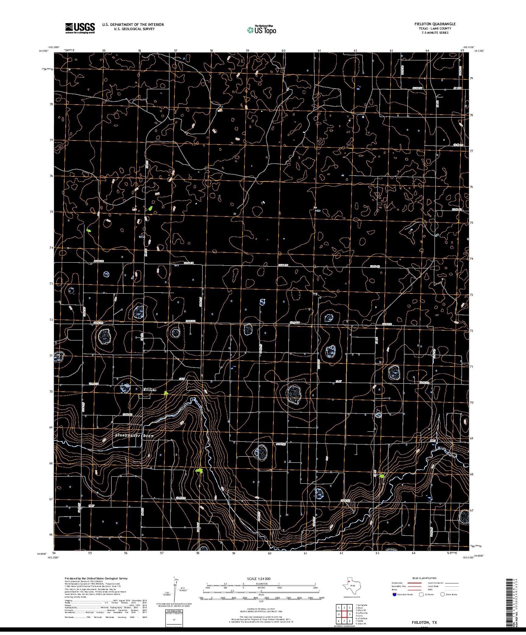 USGS US TOPO 7.5-MINUTE MAP FOR FIELDTON, TX 2019