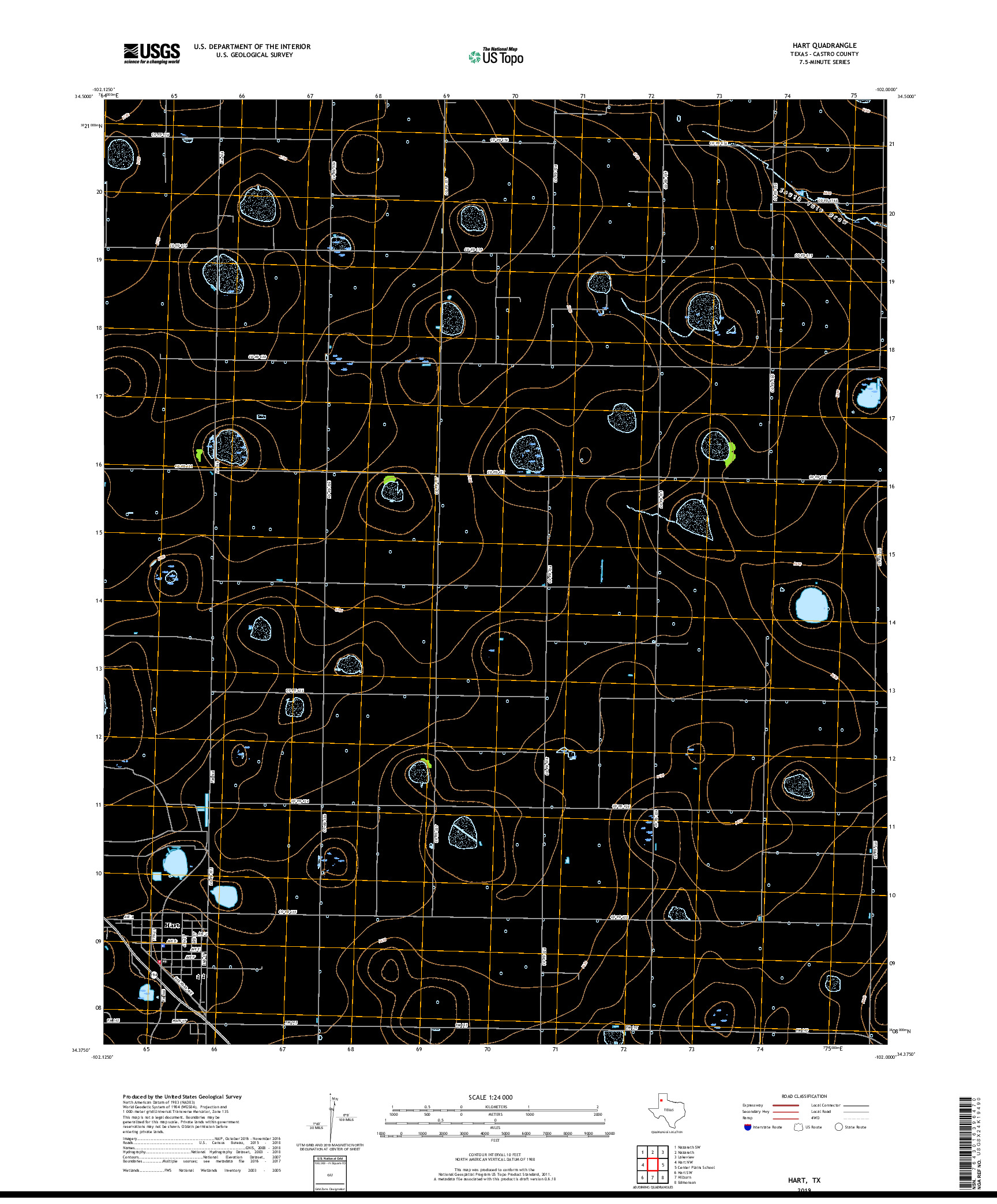 USGS US TOPO 7.5-MINUTE MAP FOR HART, TX 2019