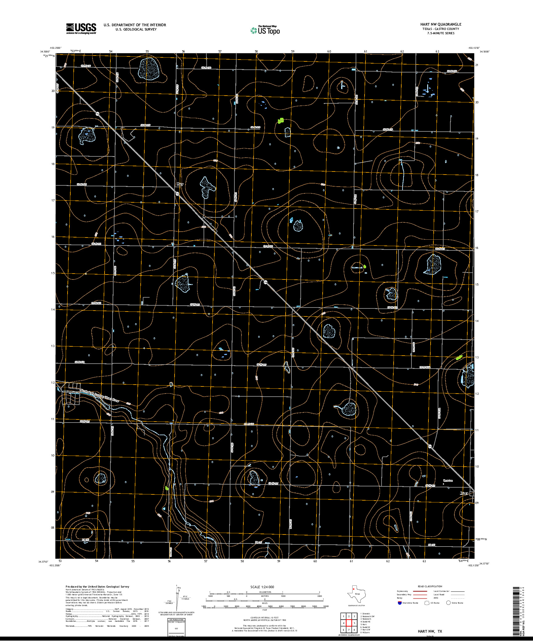 USGS US TOPO 7.5-MINUTE MAP FOR HART NW, TX 2019